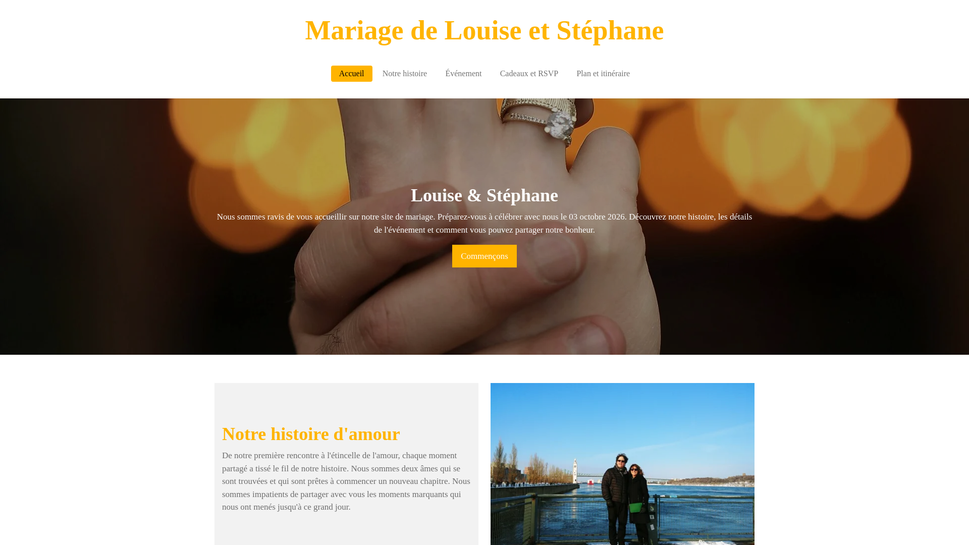 website screenshot of https://mariagedelouiseetstephane.ca/