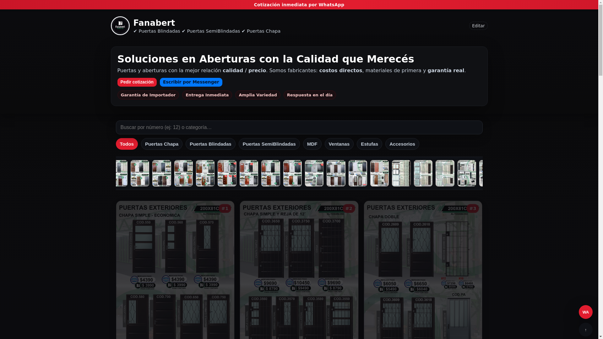 website screenshot of https://fanabertcatalogo.pages.dev/