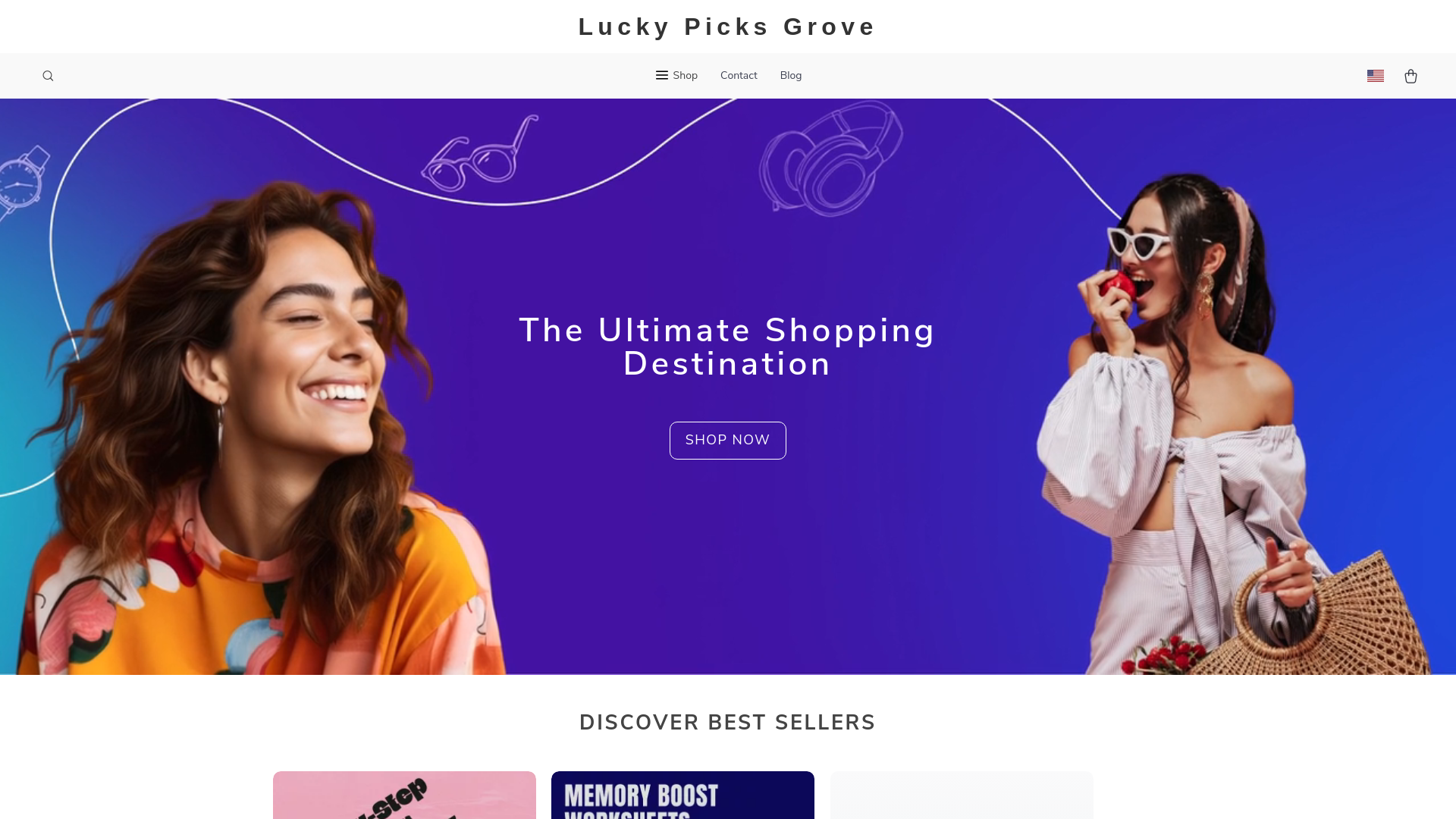 website screenshot of https://luckypicksgrove.shop/