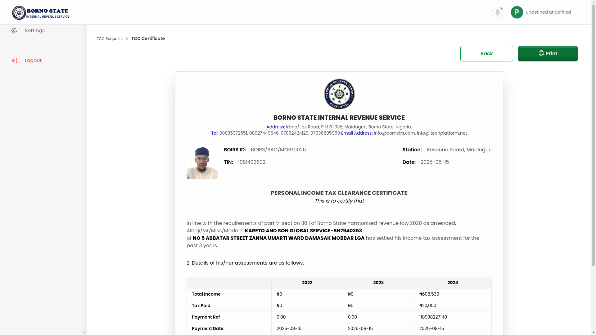 website screenshot of https://borno-fiopay-net-payer-tcc-certificate-tccld-153.pages.dev/