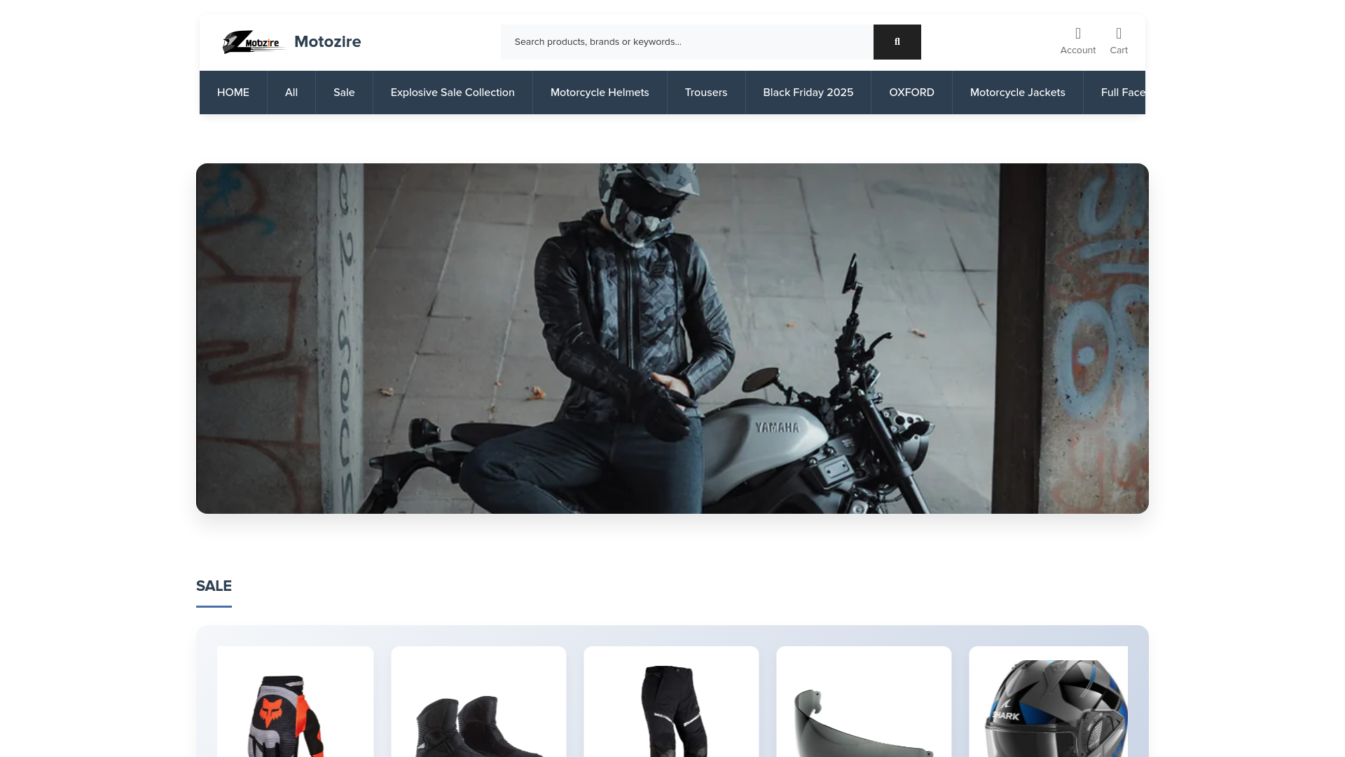 website screenshot of https://motoziregoods.com/