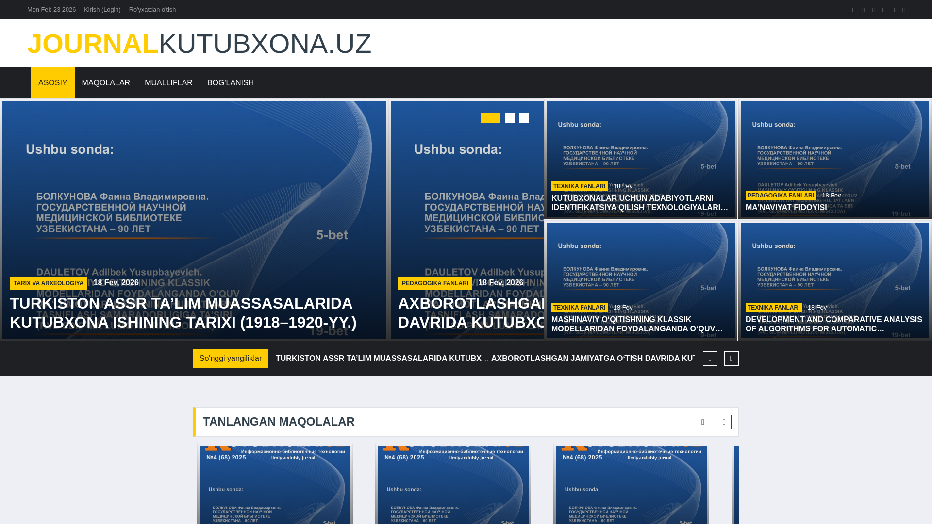 website screenshot of https://journalkutubxona.uz/