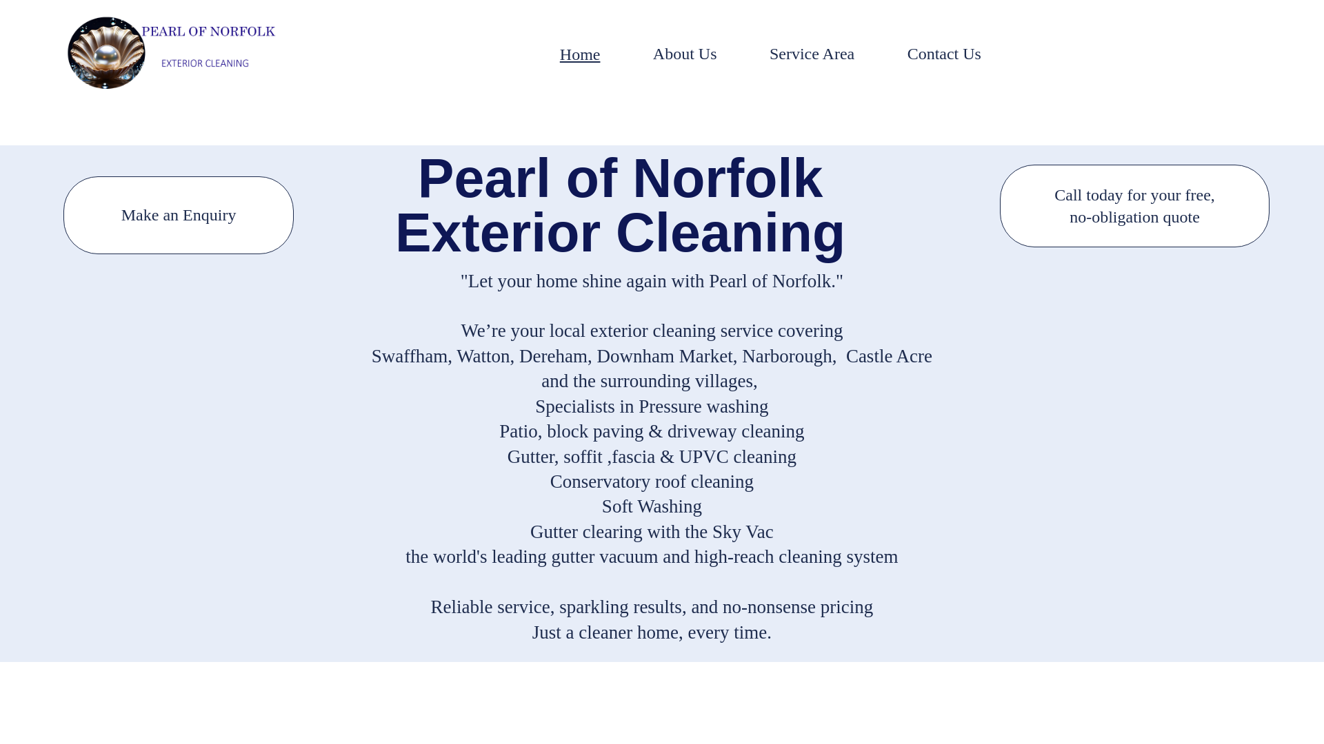 website screenshot of https://pearlofnorfolkexteriorcleaning.co.uk/