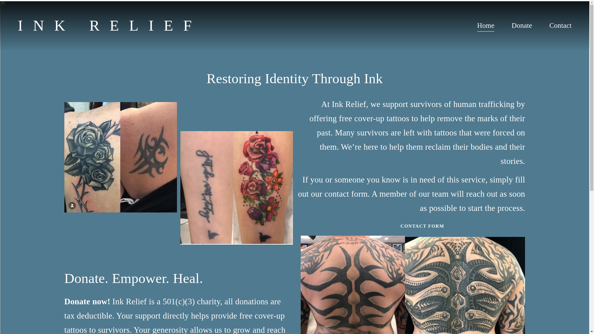 website screenshot of https://inkrelief.org/