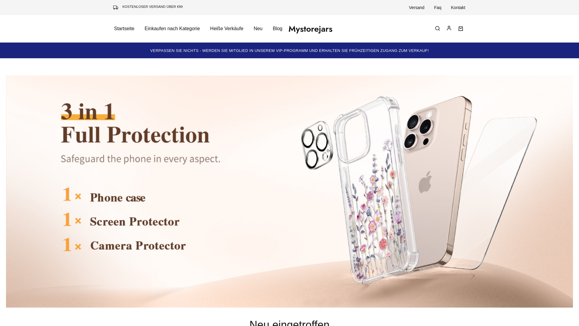 website screenshot of https://mystorejars.de