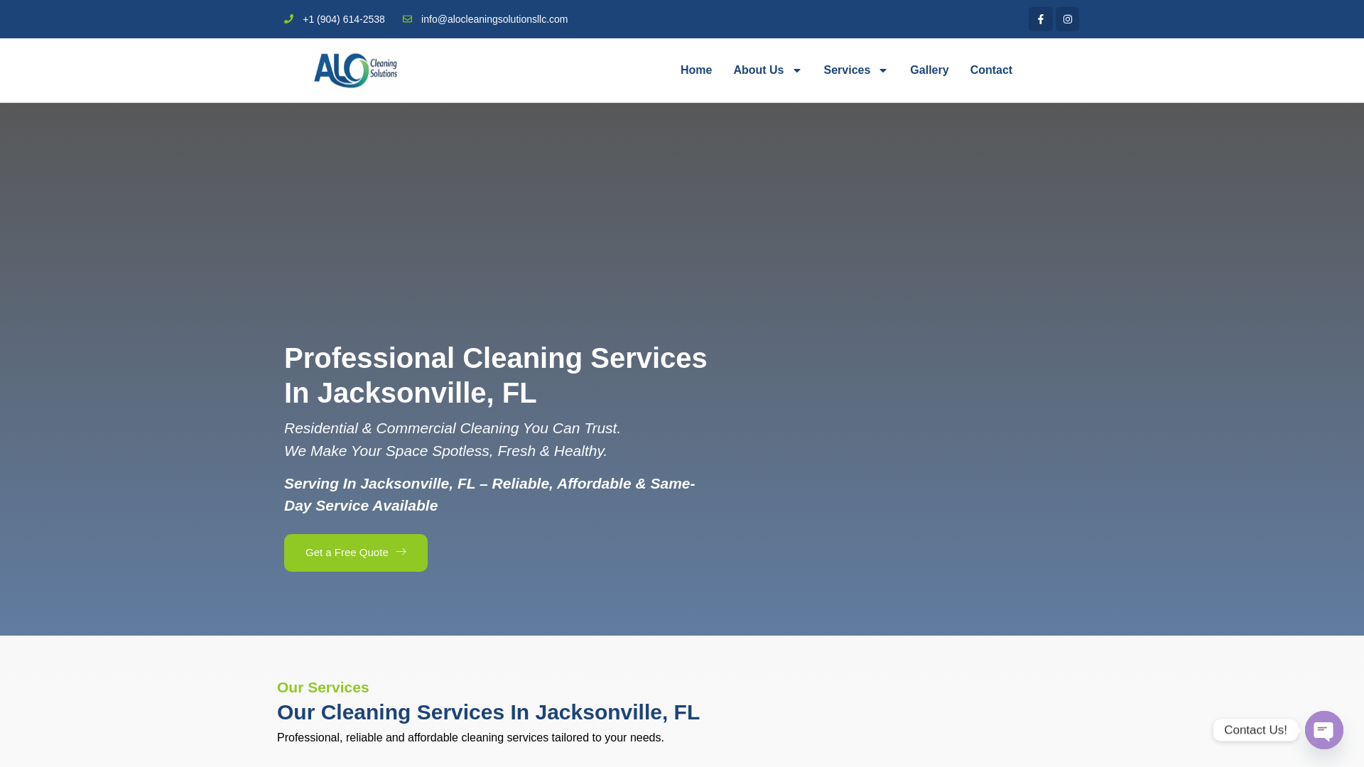 website screenshot of https://alocleaning904.com/