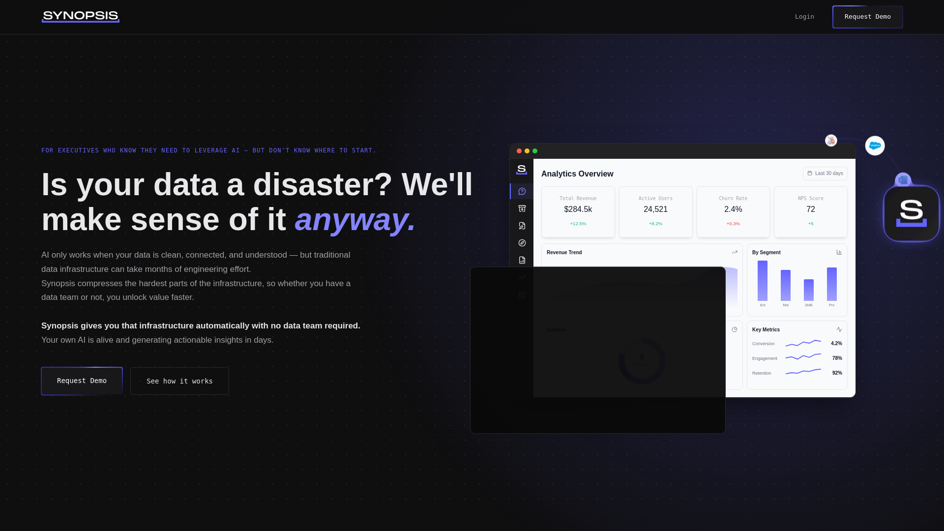 website screenshot of https://buildsynopsisdata.com/
