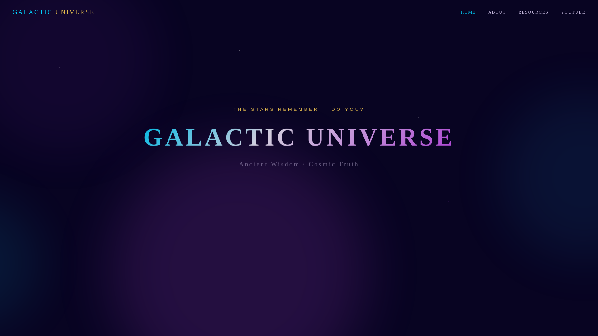 website screenshot of https://galacticuniverse.be/