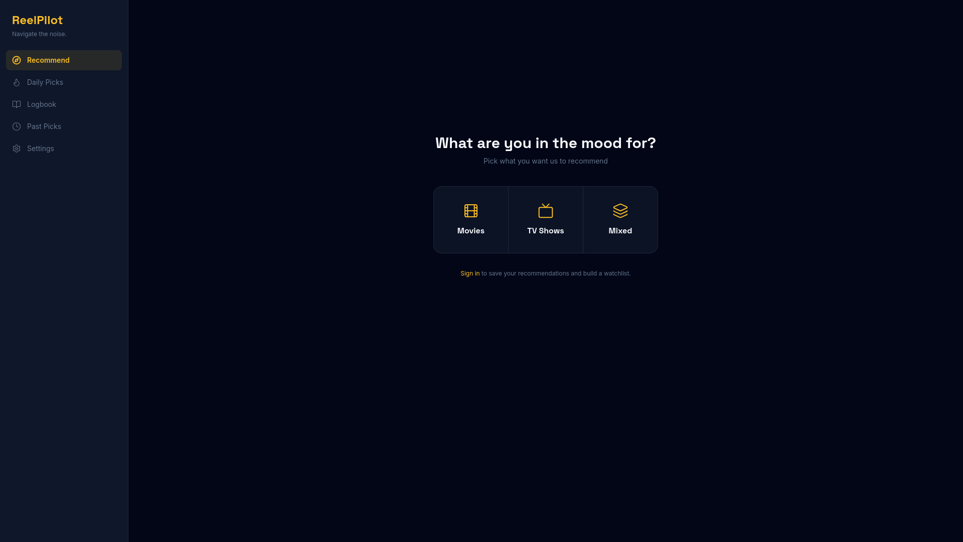 website screenshot of https://reelpilot.tv/