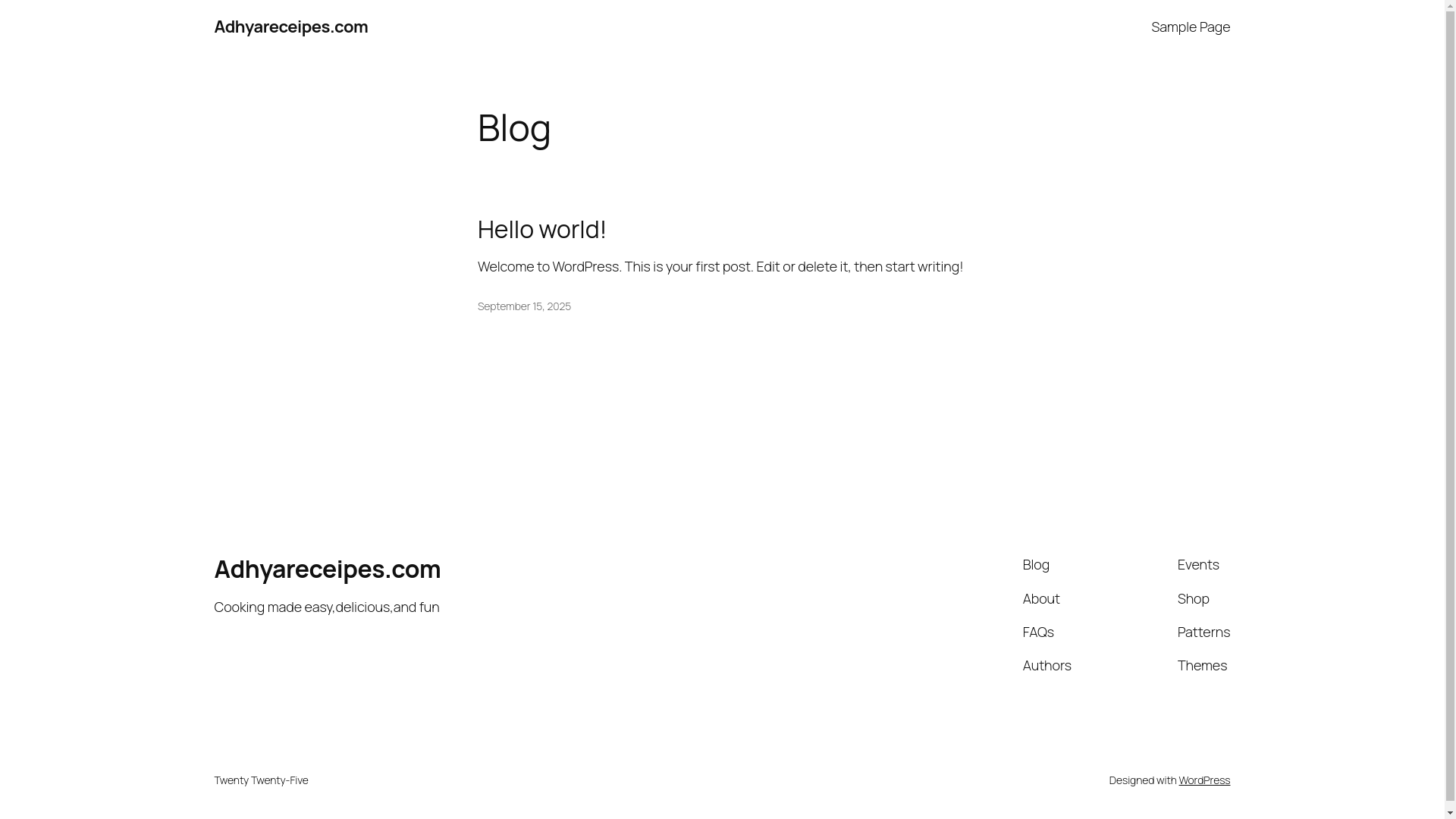 website screenshot of https://adhyareceipes.com/