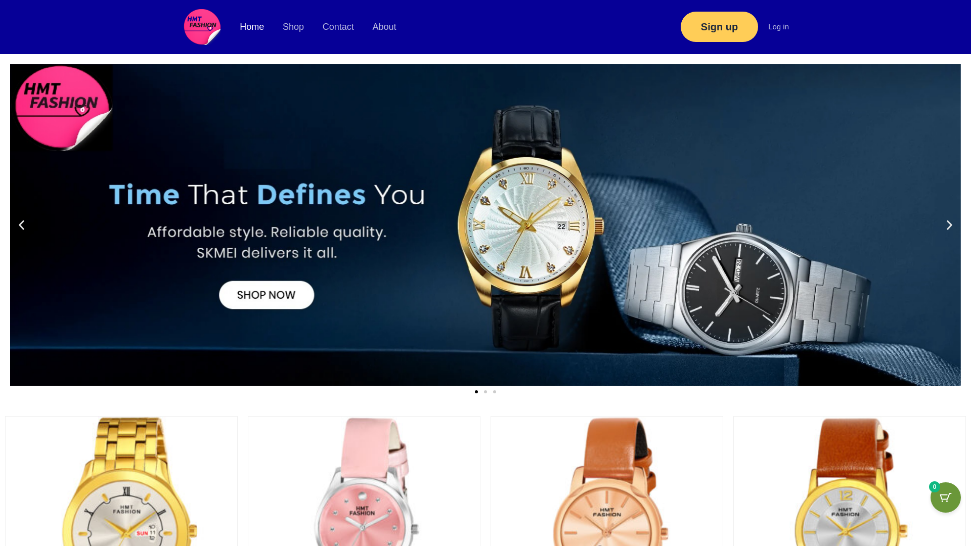 website screenshot of https://hmtfashion.in/