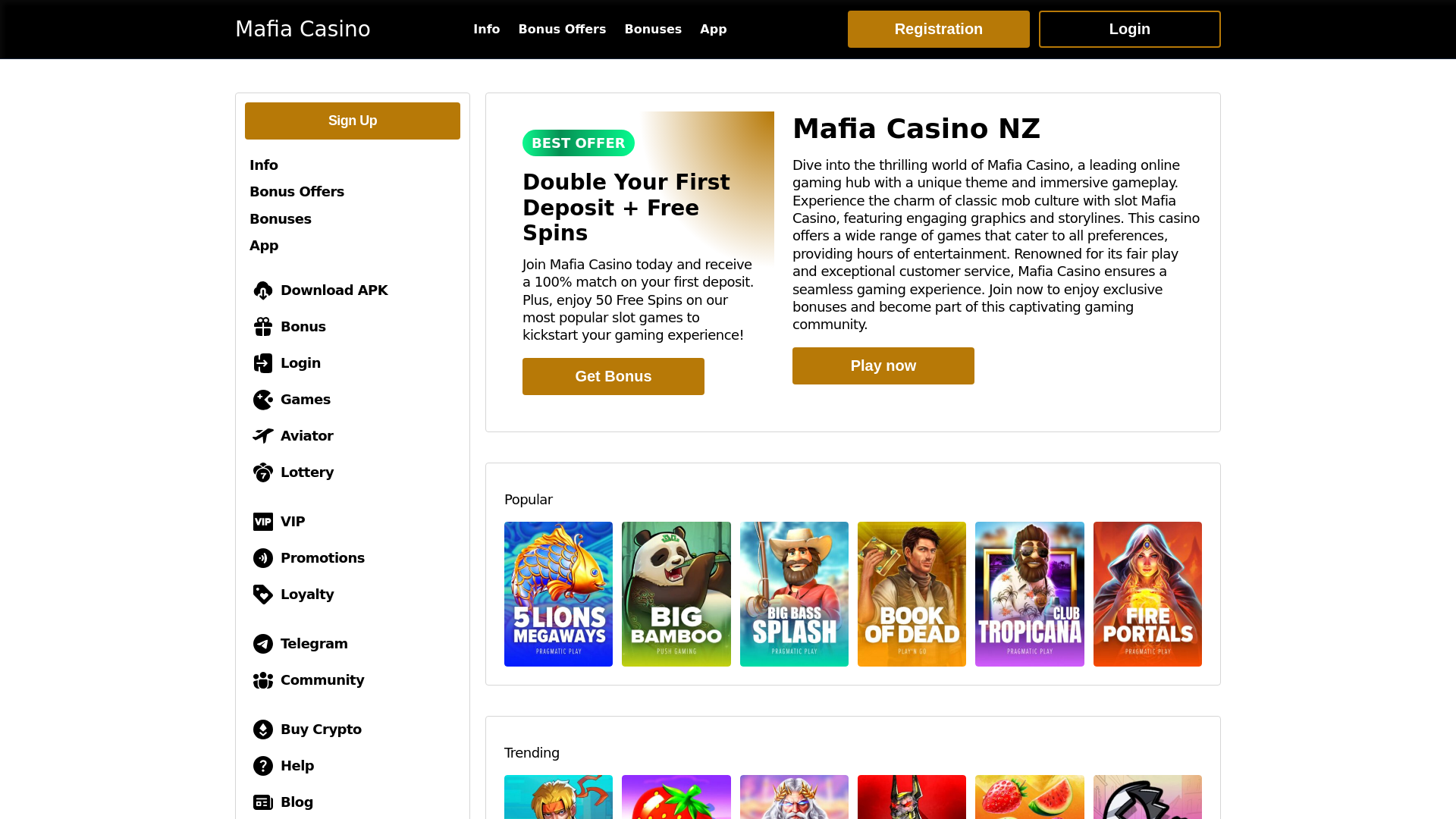 website screenshot of https://mafiacasinonz-com.pages.dev/