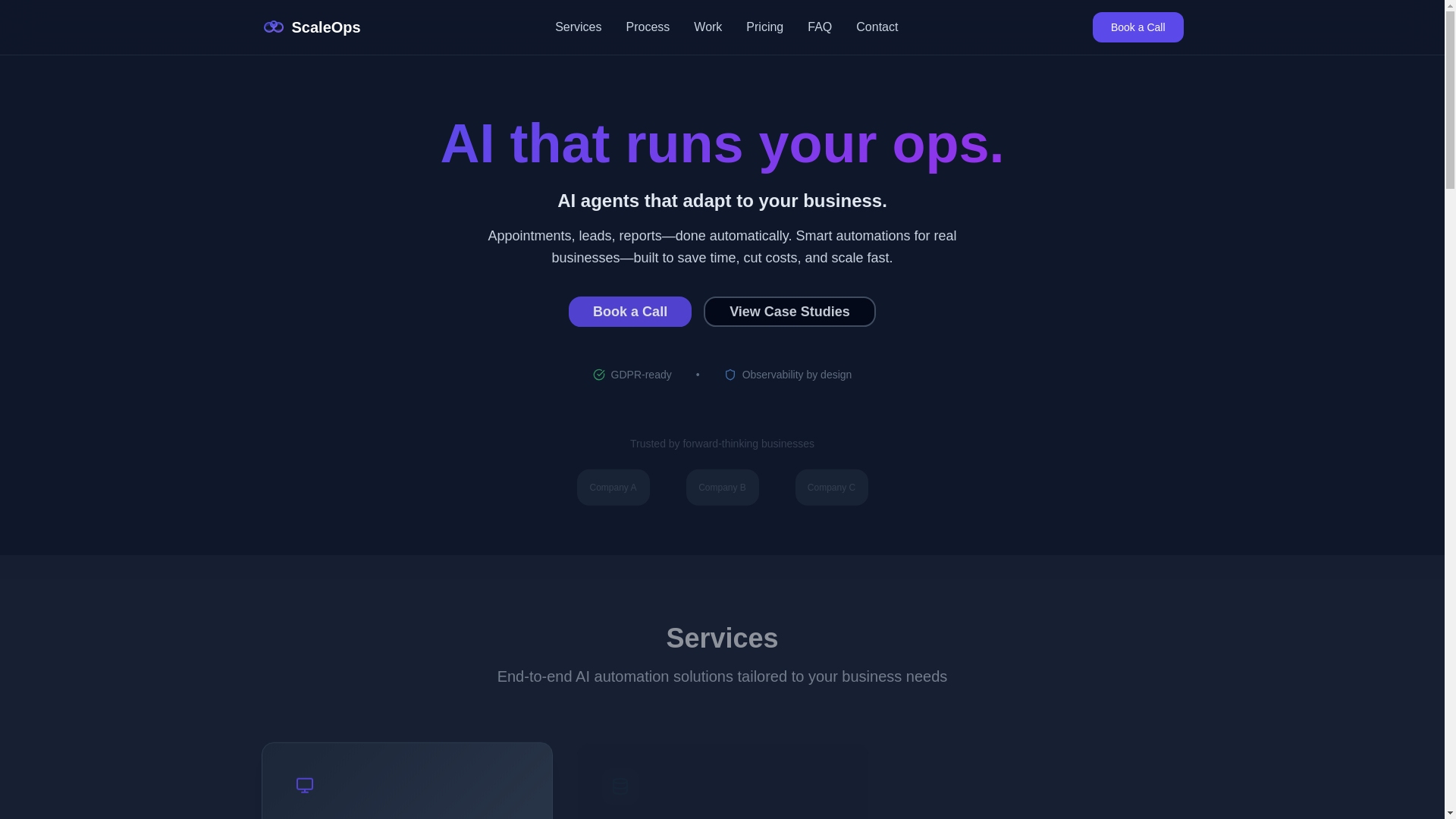 website screenshot of https://scaleopsai.io/