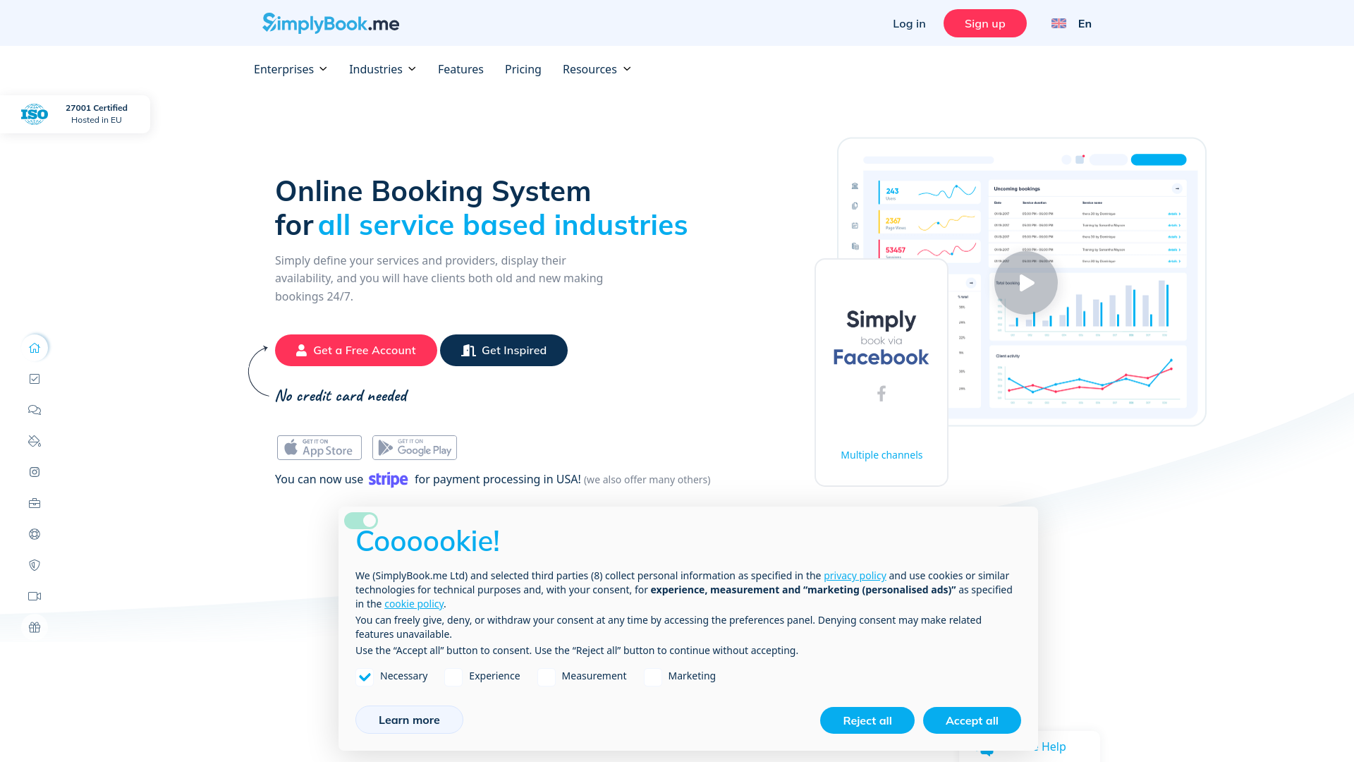 website screenshot of https://simplybook.me/