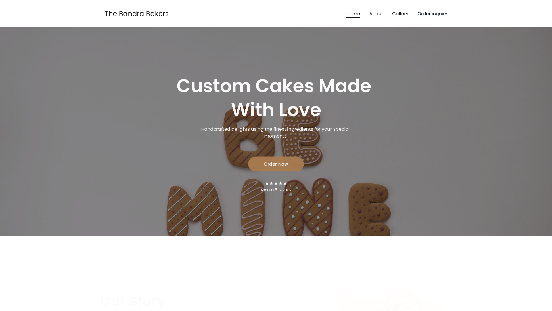 website screenshot of https://thebandrabakers.com/