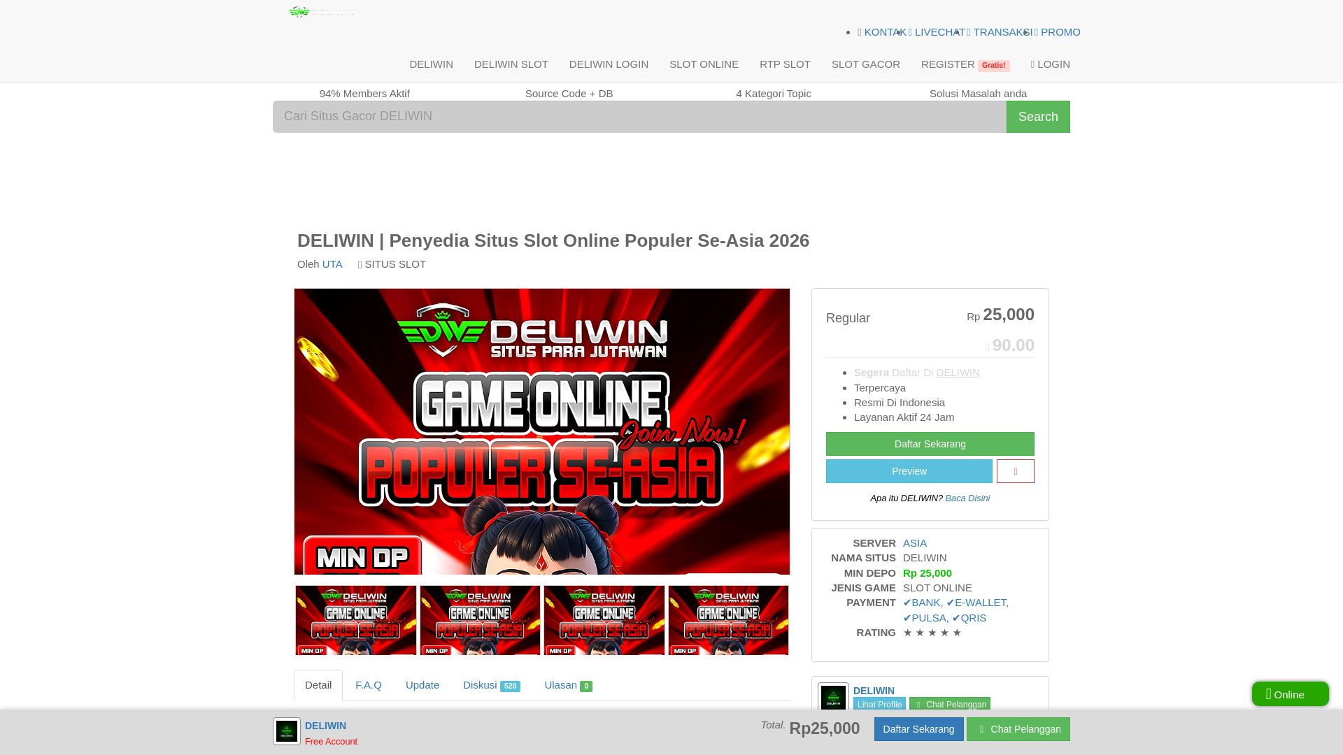 website screenshot of https://deliwin-slotpopuler-asia.pages.dev/