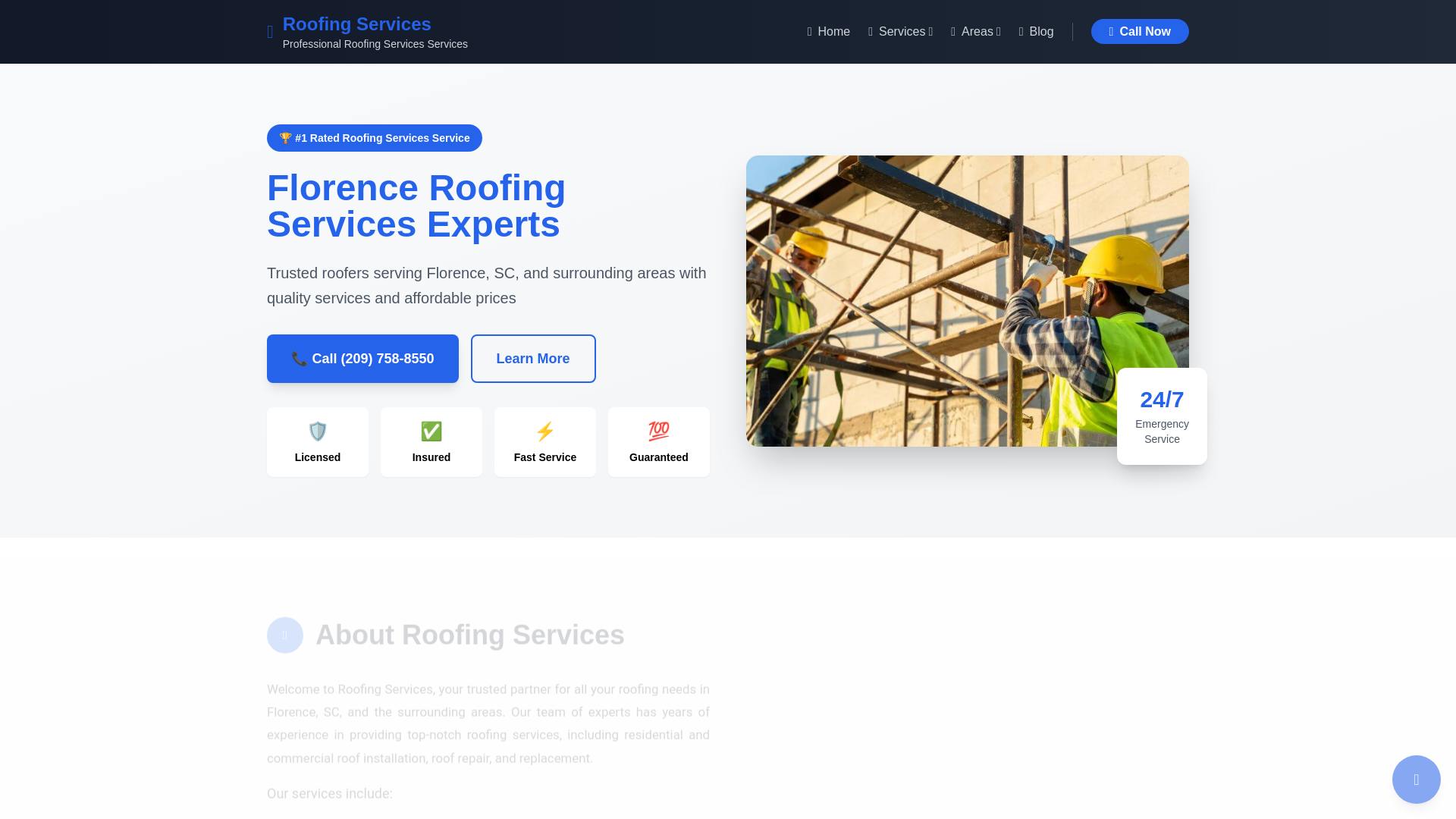 website screenshot of https://bestroofingflorence.pages.dev/