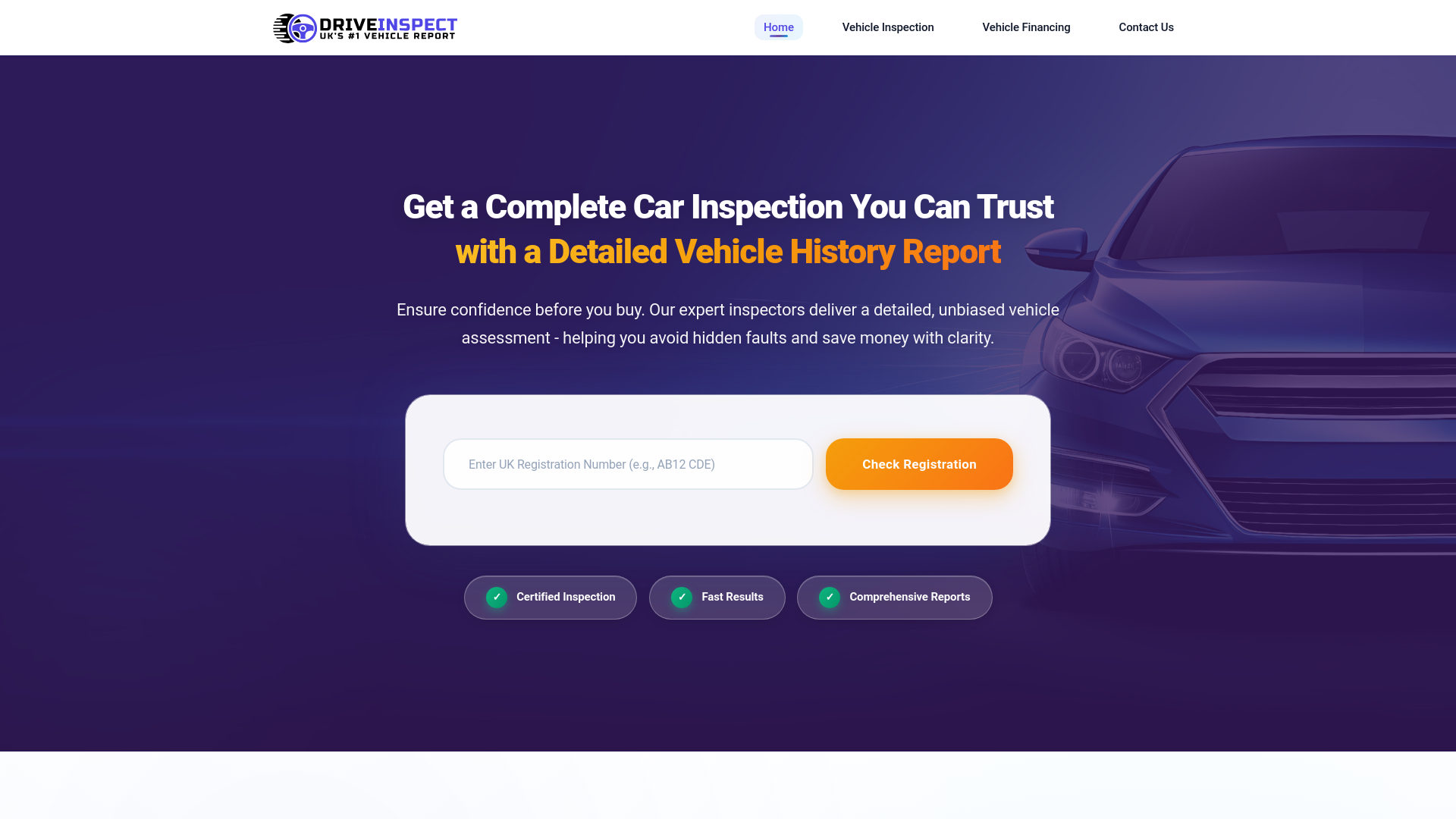 website screenshot of https://driveinspect.co.uk/