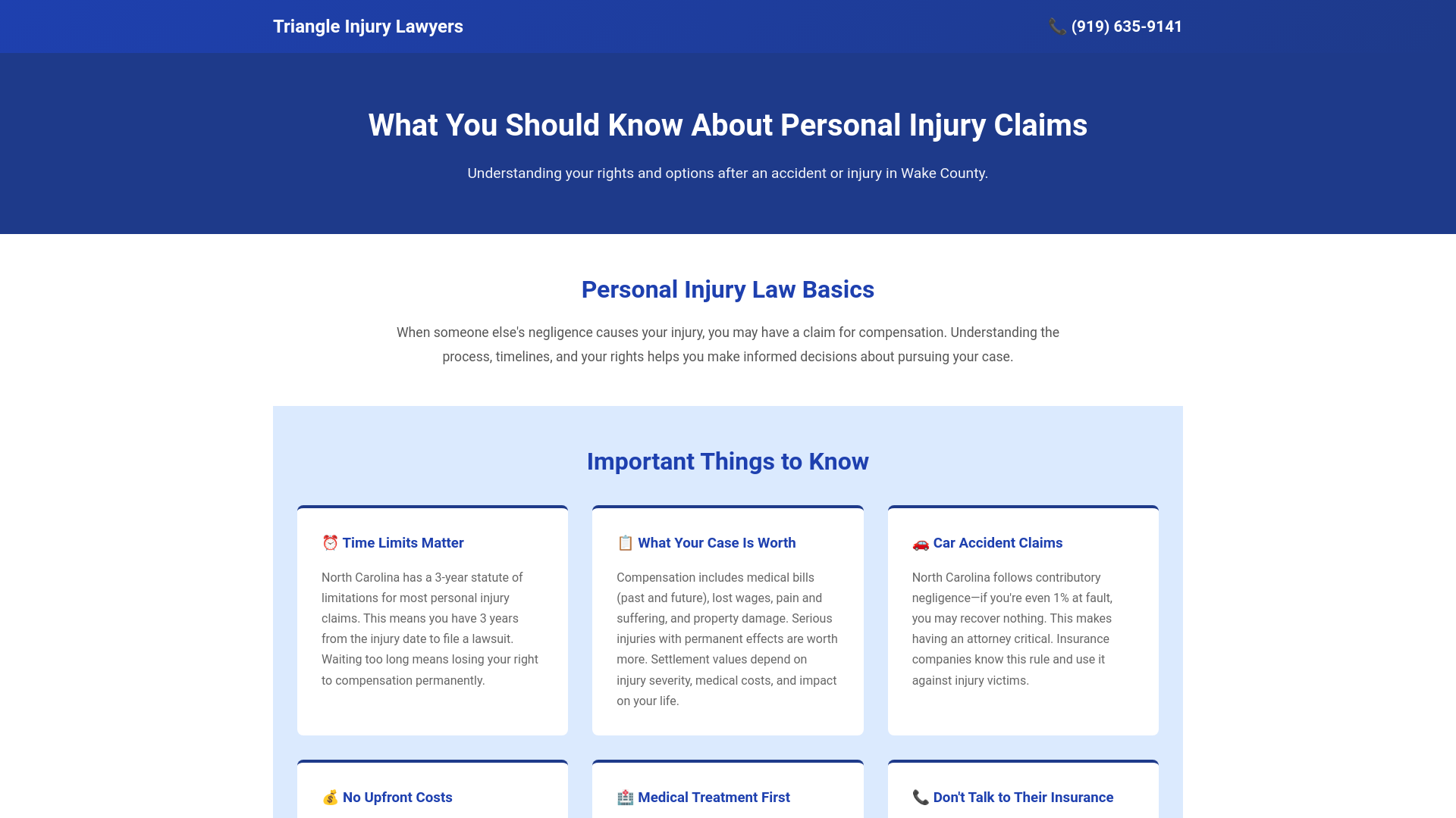 website screenshot of https://wakeinjurylaw.pages.dev/