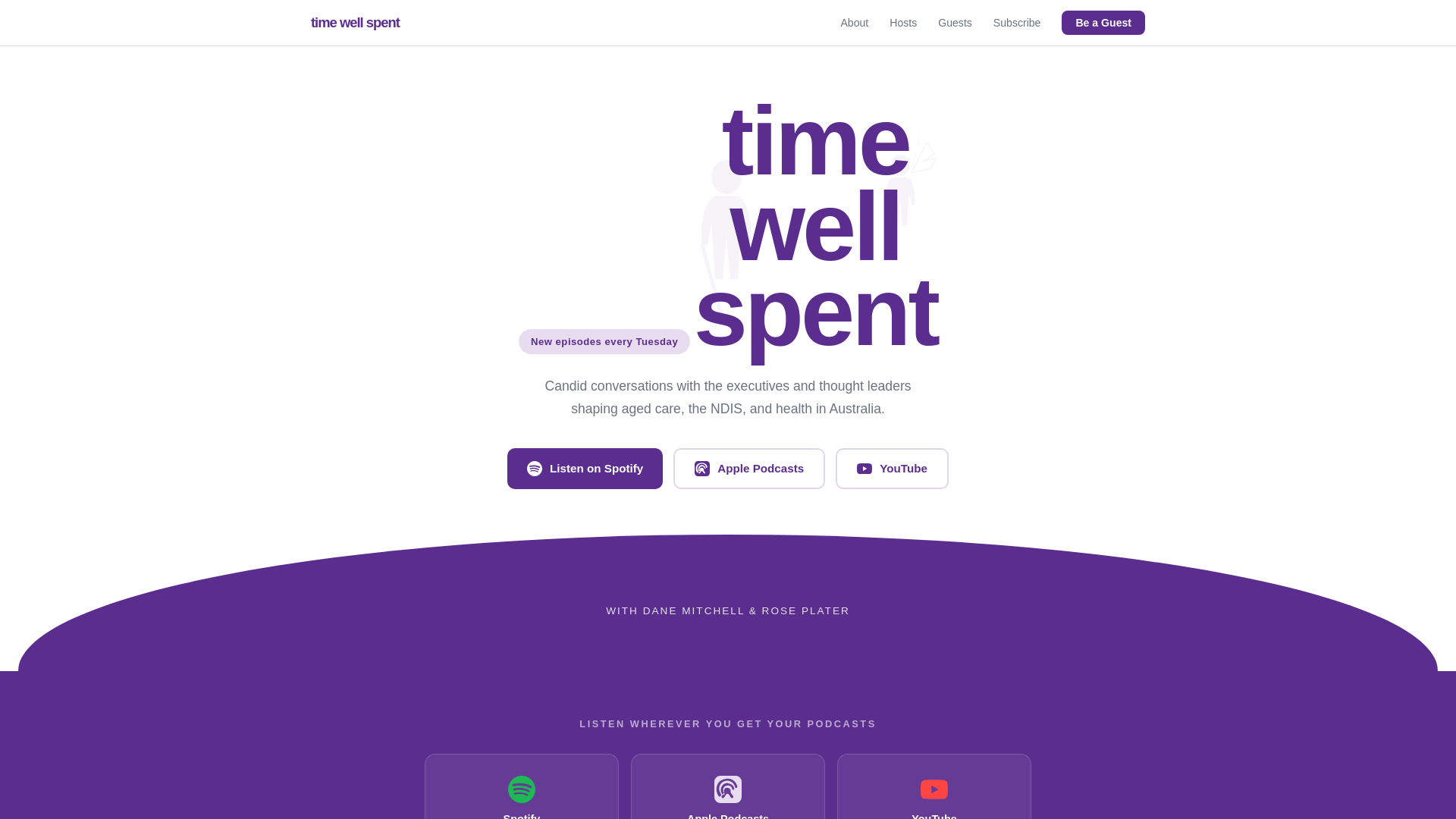 website screenshot of https://timewellspentpod.com