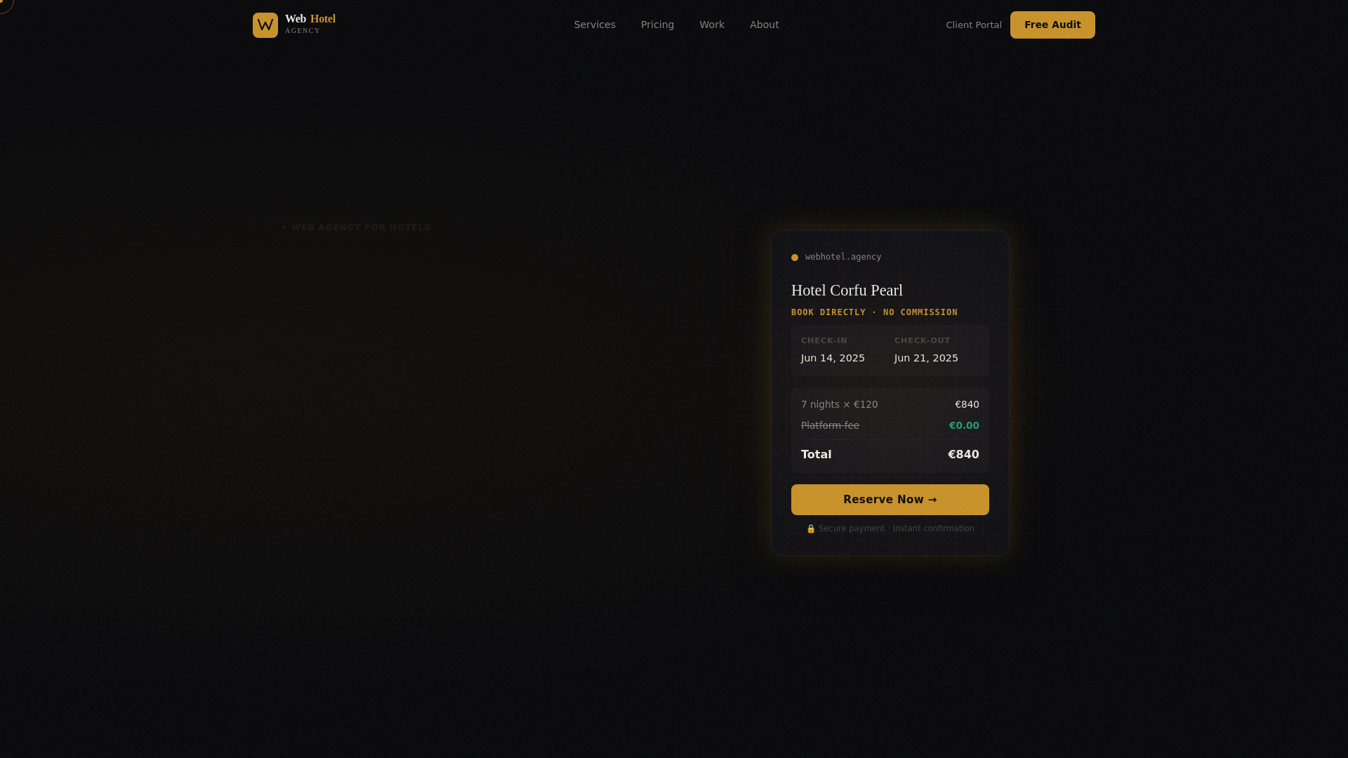 website screenshot of https://webhotel-agency.pages.dev/