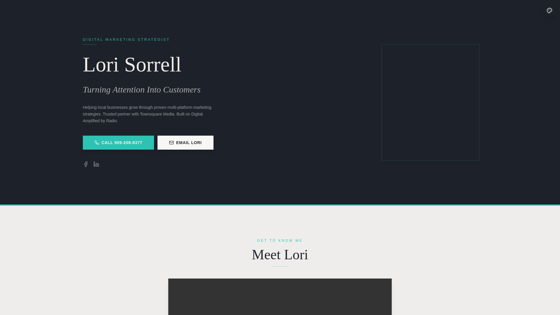 website screenshot of https://lorisorrell.com/