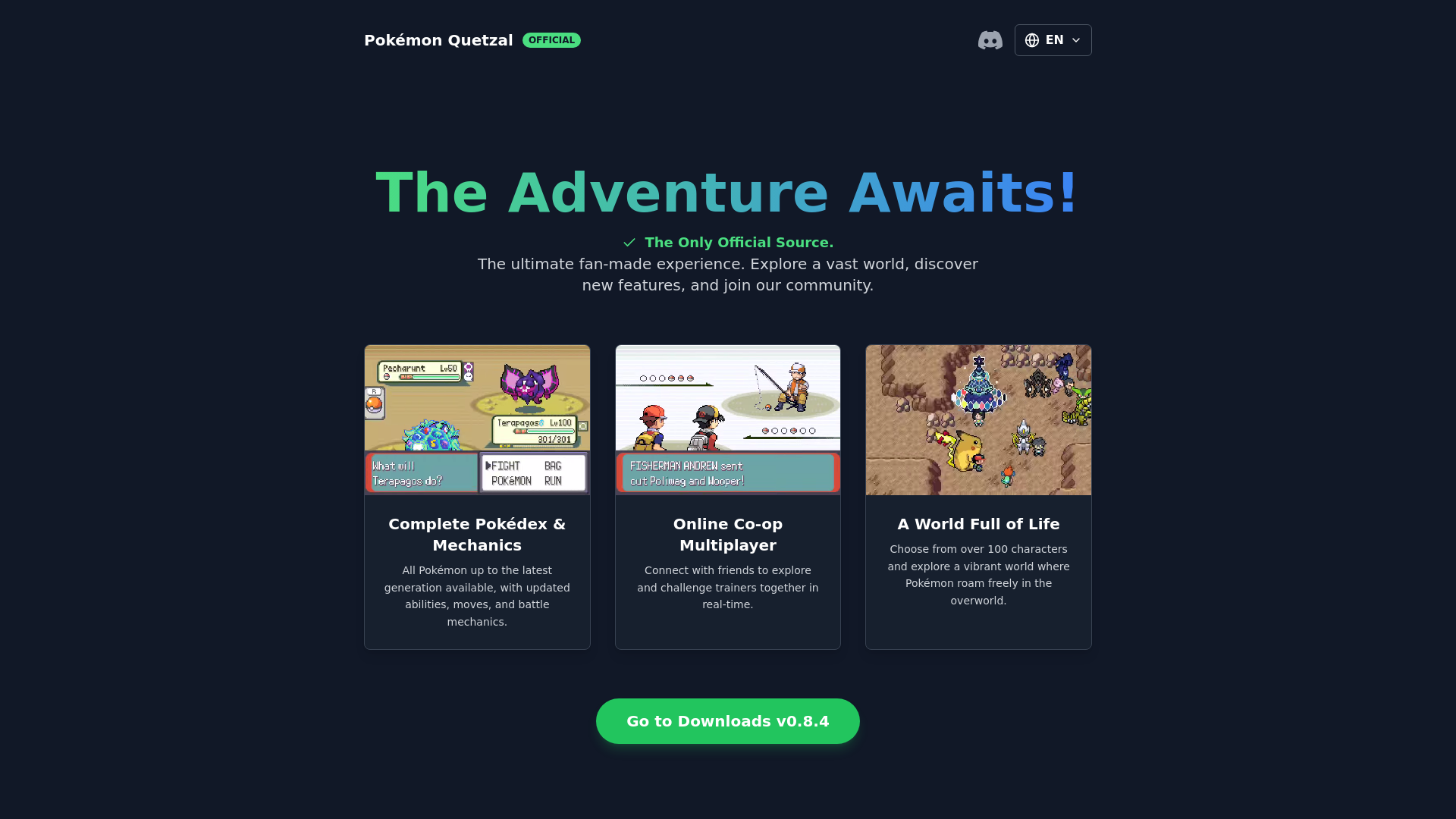 website screenshot of https://quetzal-website.pages.dev/