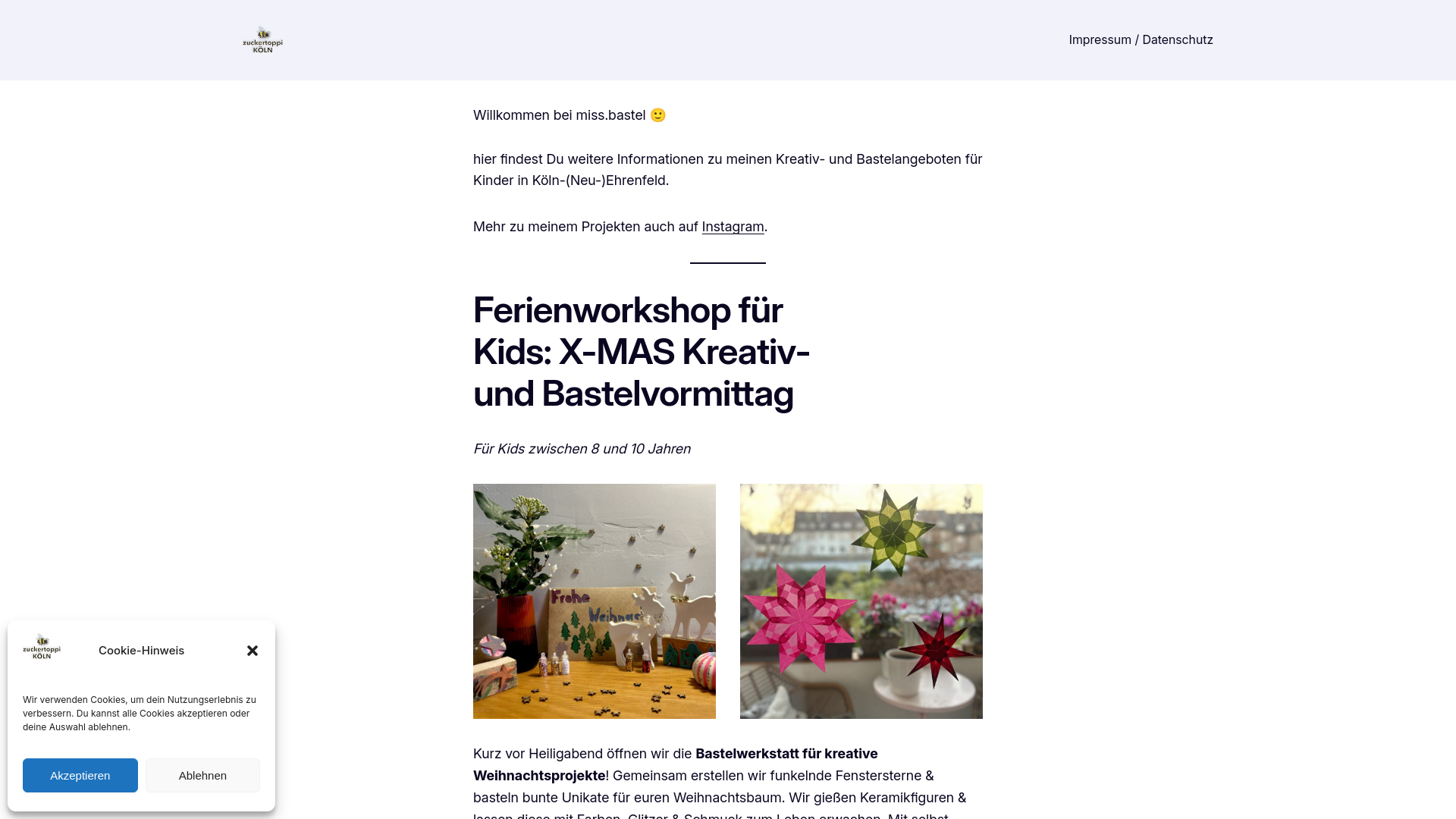 website screenshot of https://zuckertoppi.de