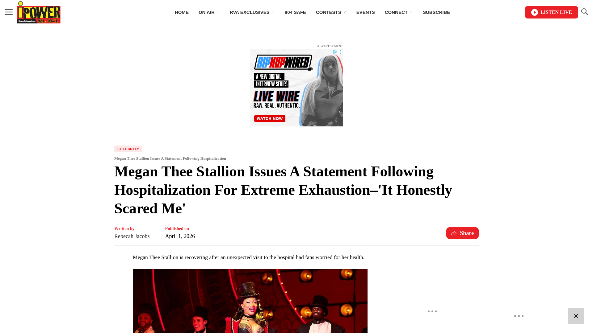 website screenshot of https://ipowerrichmond.com/4557682/megan-thee-stallion-hospitalization-statement/