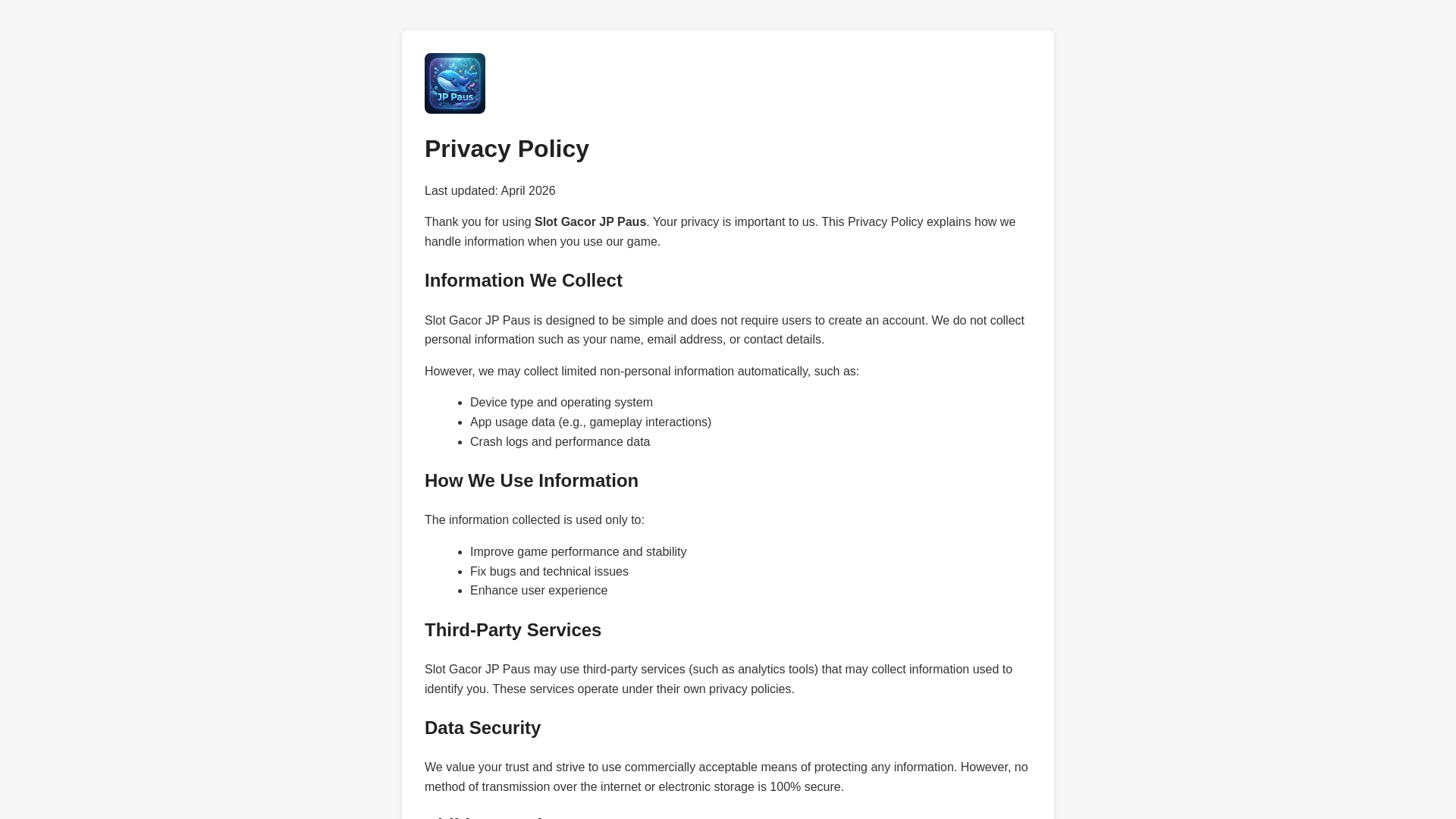 website screenshot of https://slot-gacor-jp-paus-privacy-policy.pages.dev/