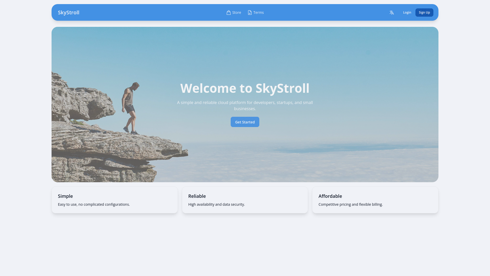 website screenshot of https://skystroll.net