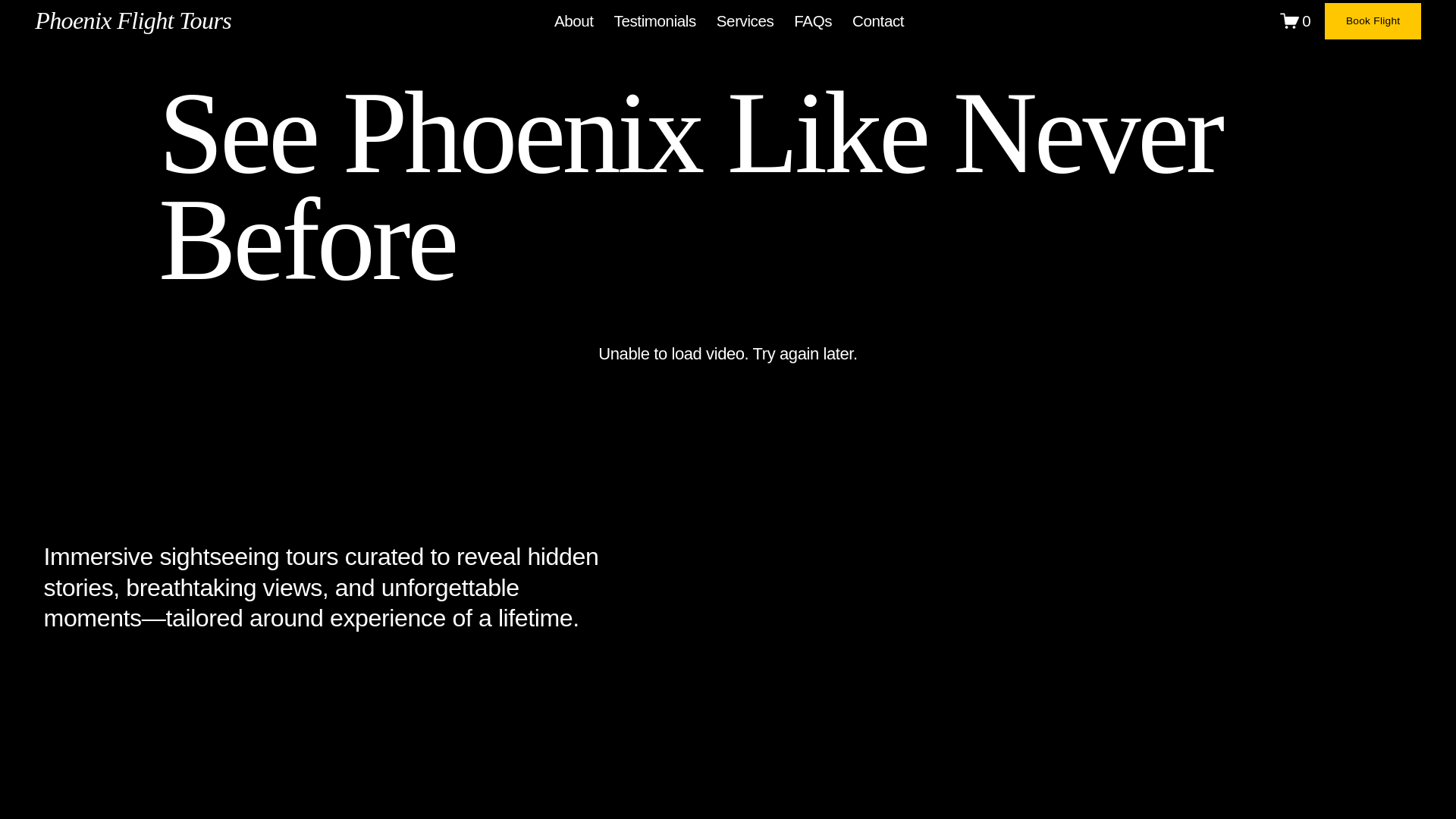 website screenshot of https://phoenixflighttours.com