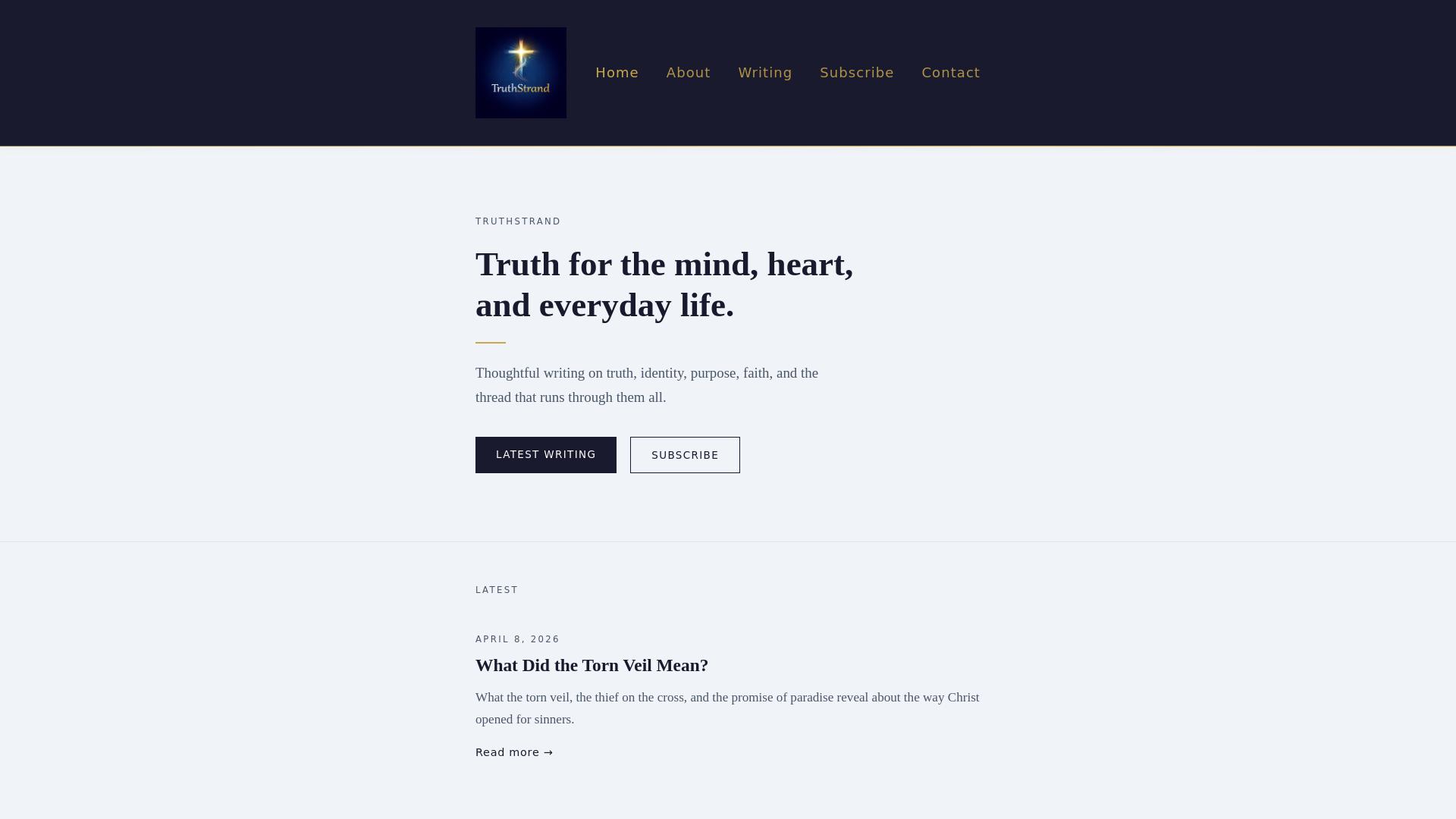 website screenshot of https://truthstrand.com/