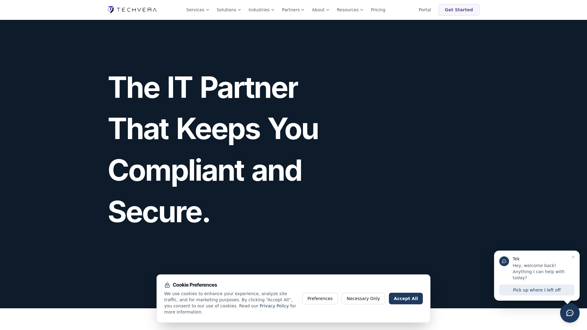 website screenshot of https://techvera.com/