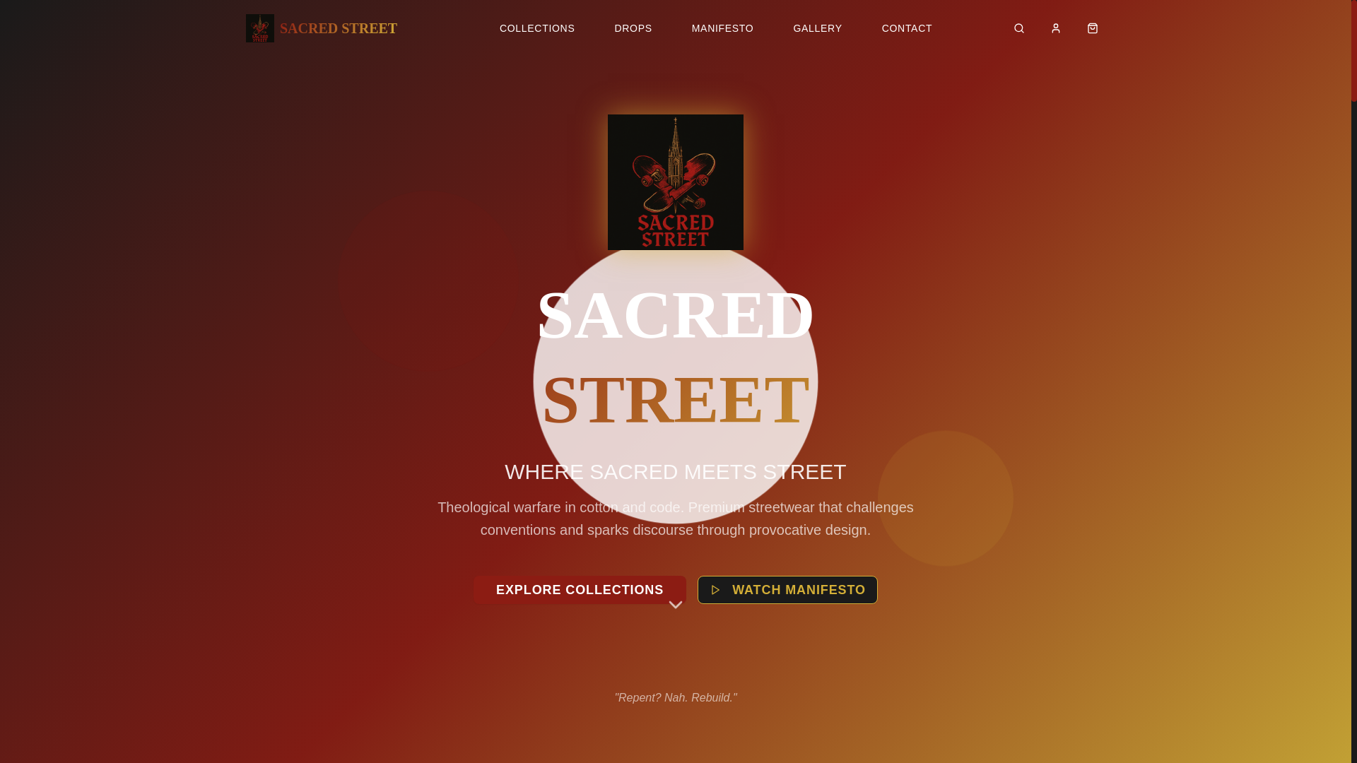 website screenshot of https://sacredstreet.shop/