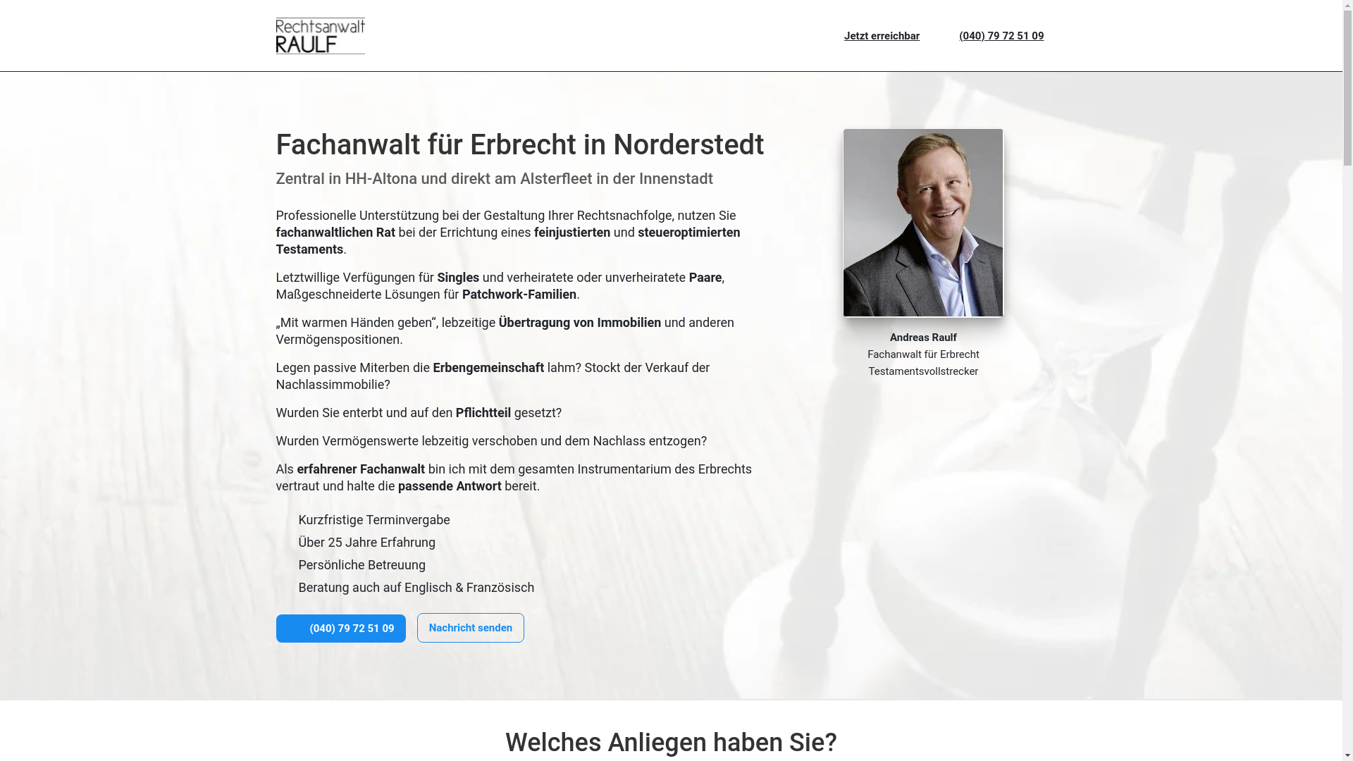 website screenshot of https://fachanwalt-erbrecht-norderstedt.de/