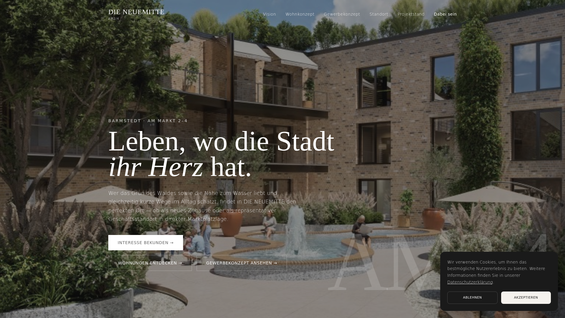 website screenshot of https://dieneuemitte-am24.de/