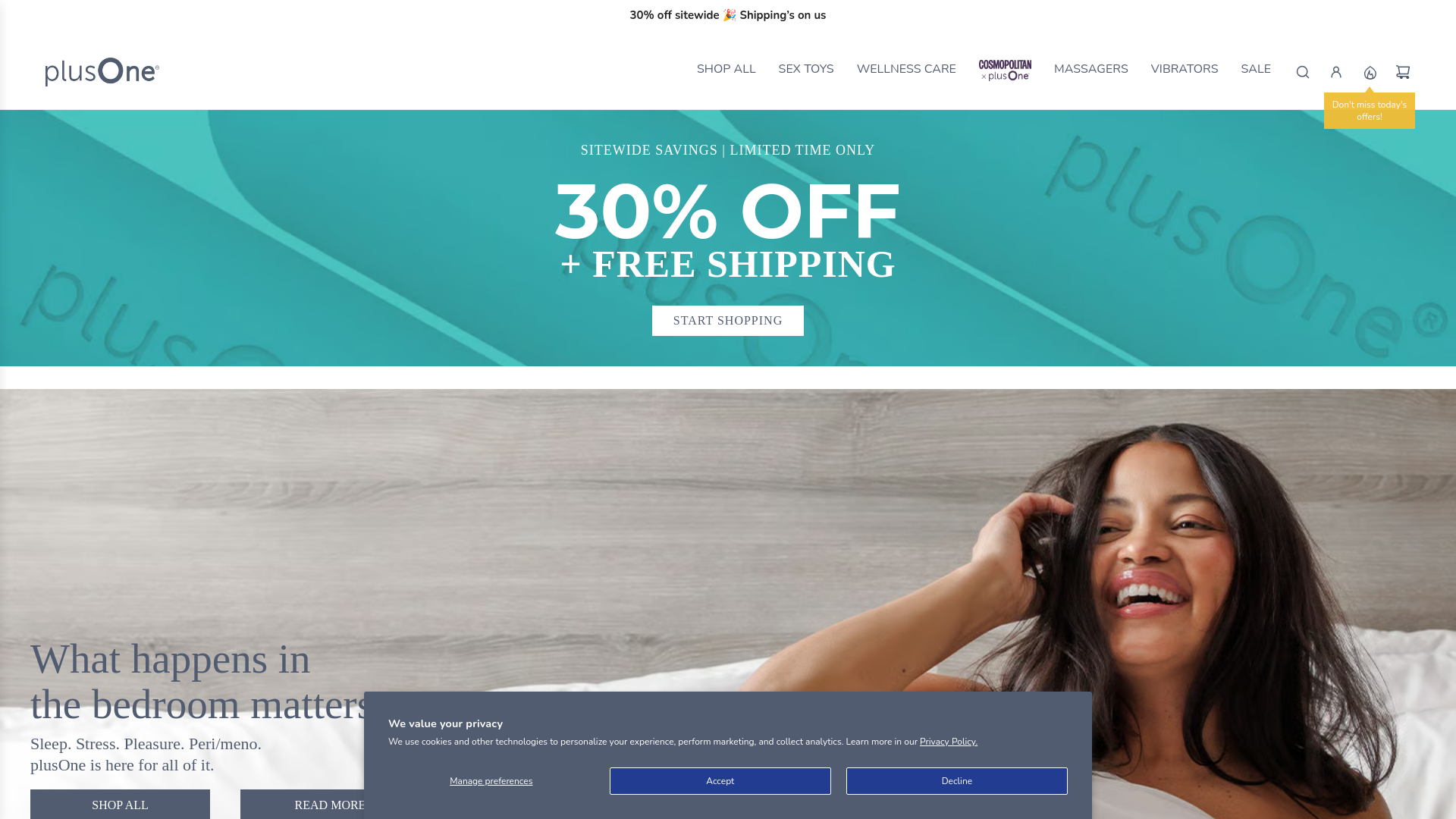 website screenshot of https://myplusone.com/