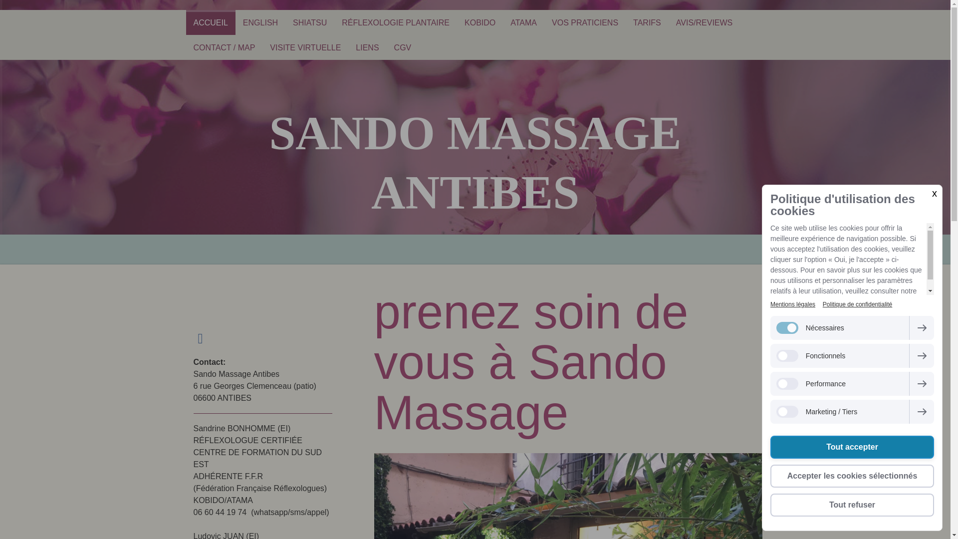 website screenshot of https://sandomassage.fr/