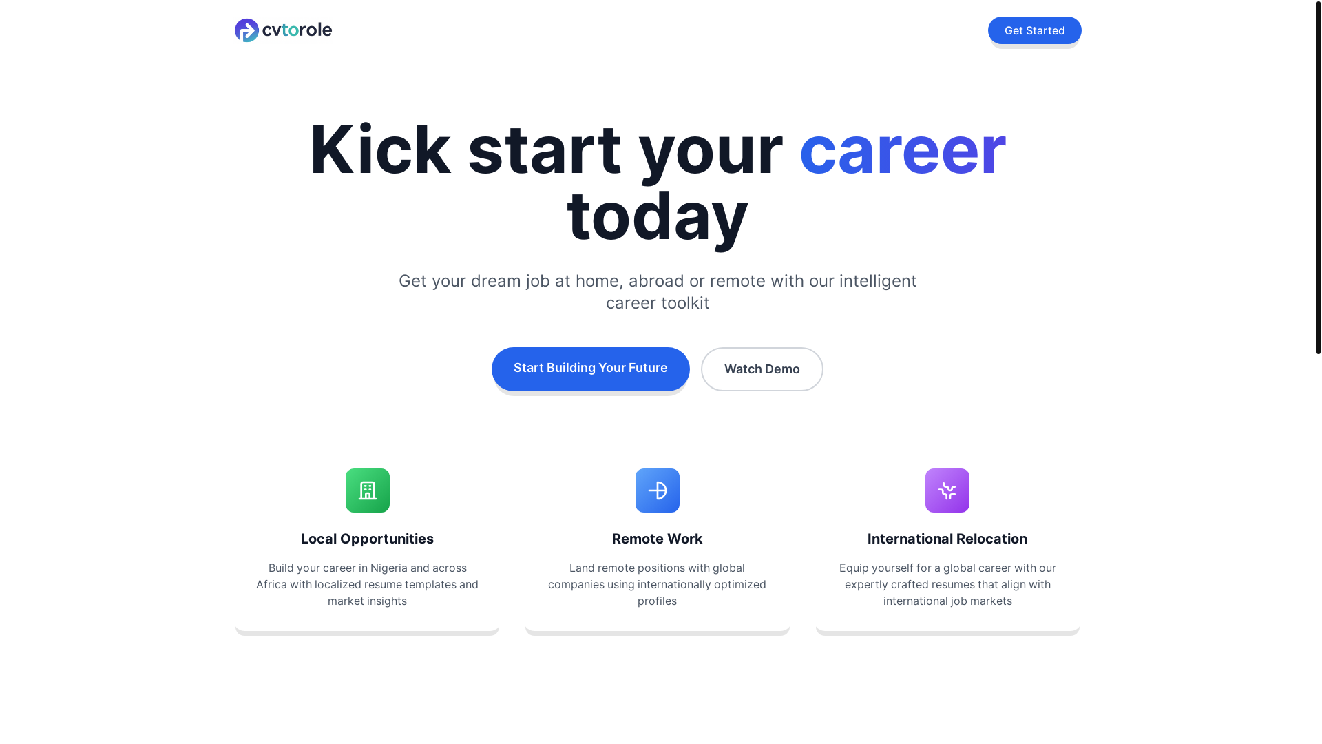 website screenshot of https://cvtorole.com/