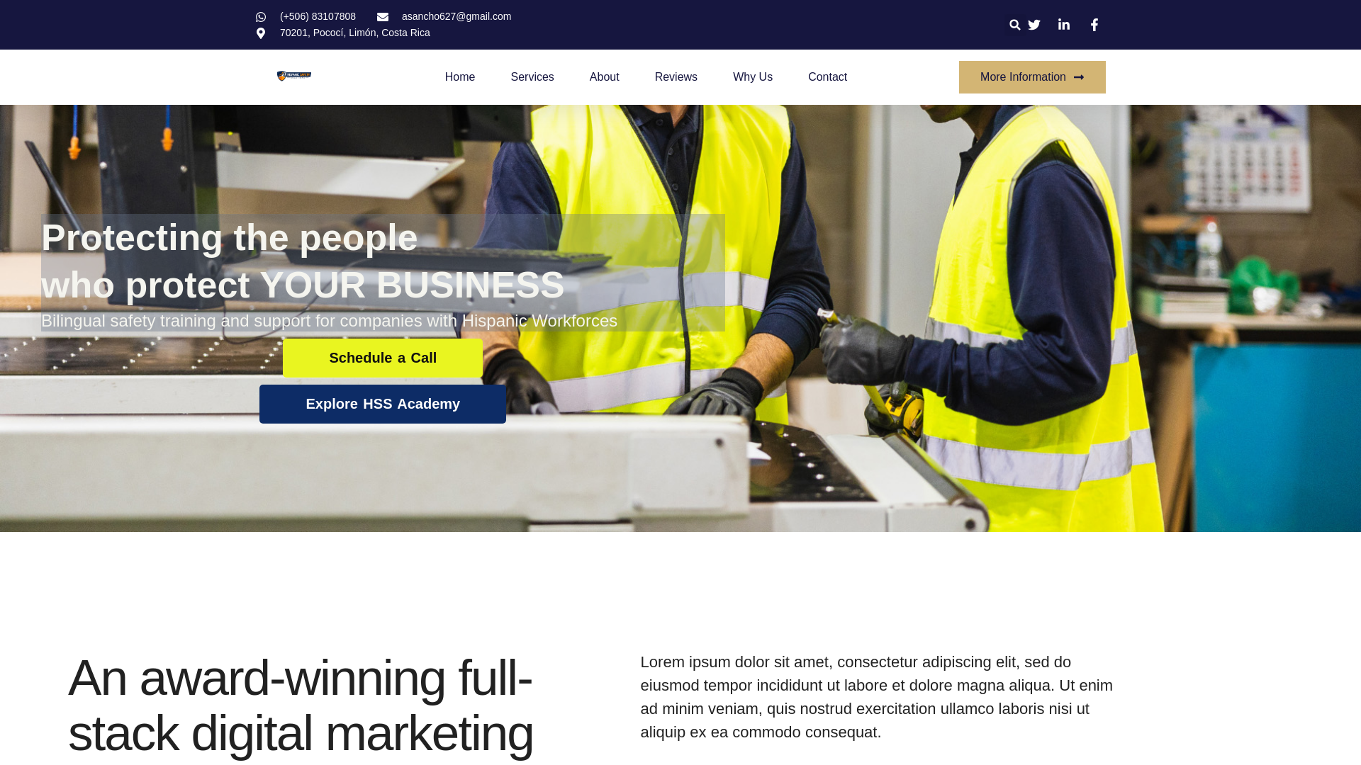 website screenshot of https://hispanicsafetysolutions.com/