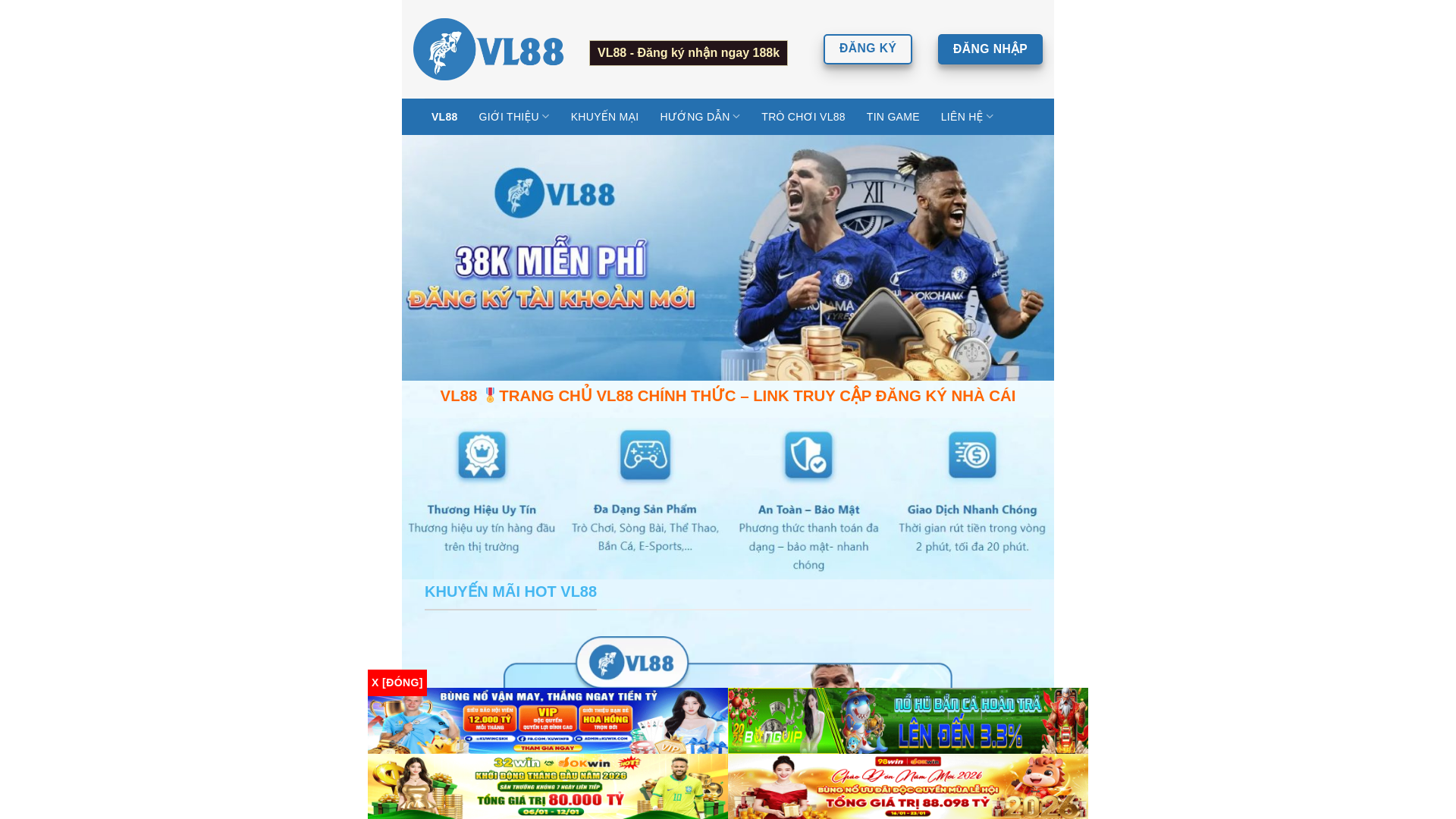 website screenshot of https://vl88vn.store/