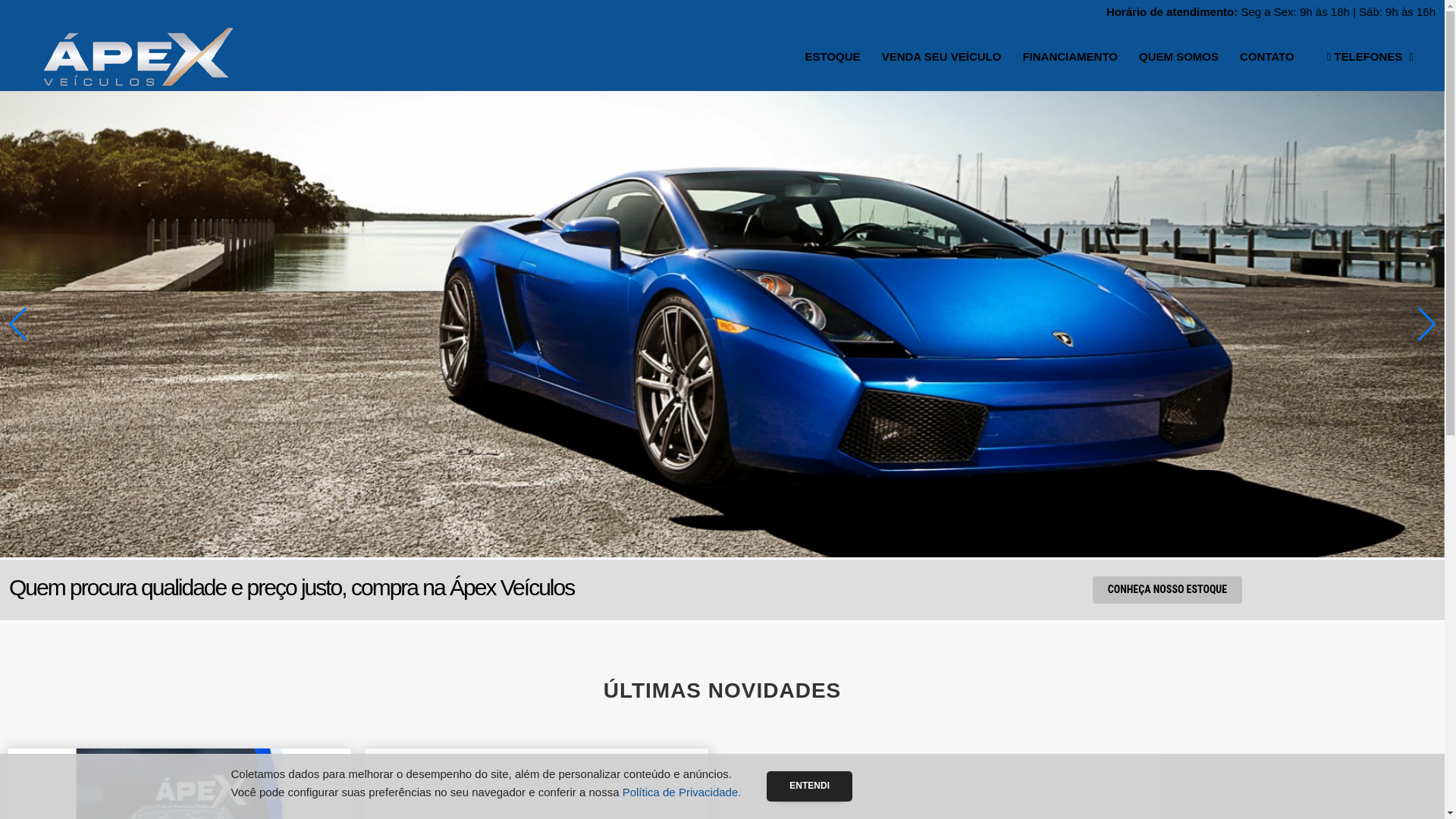 website screenshot of https://apexveiculos.com.br/