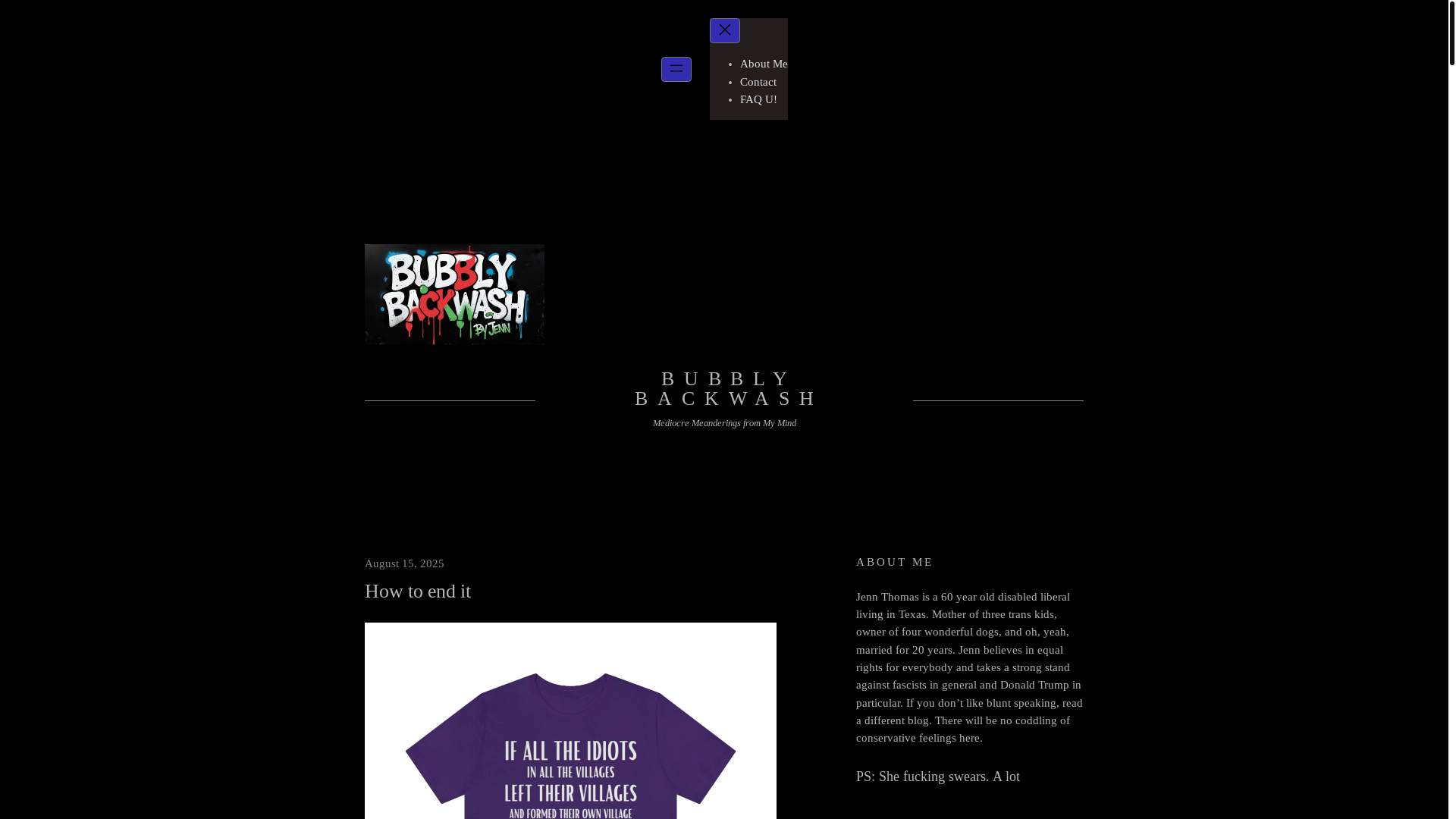 website screenshot of https://bubblybackwash.net/