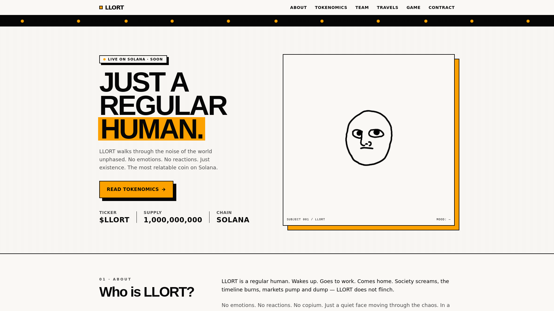 website screenshot of https://llortcoin.com/