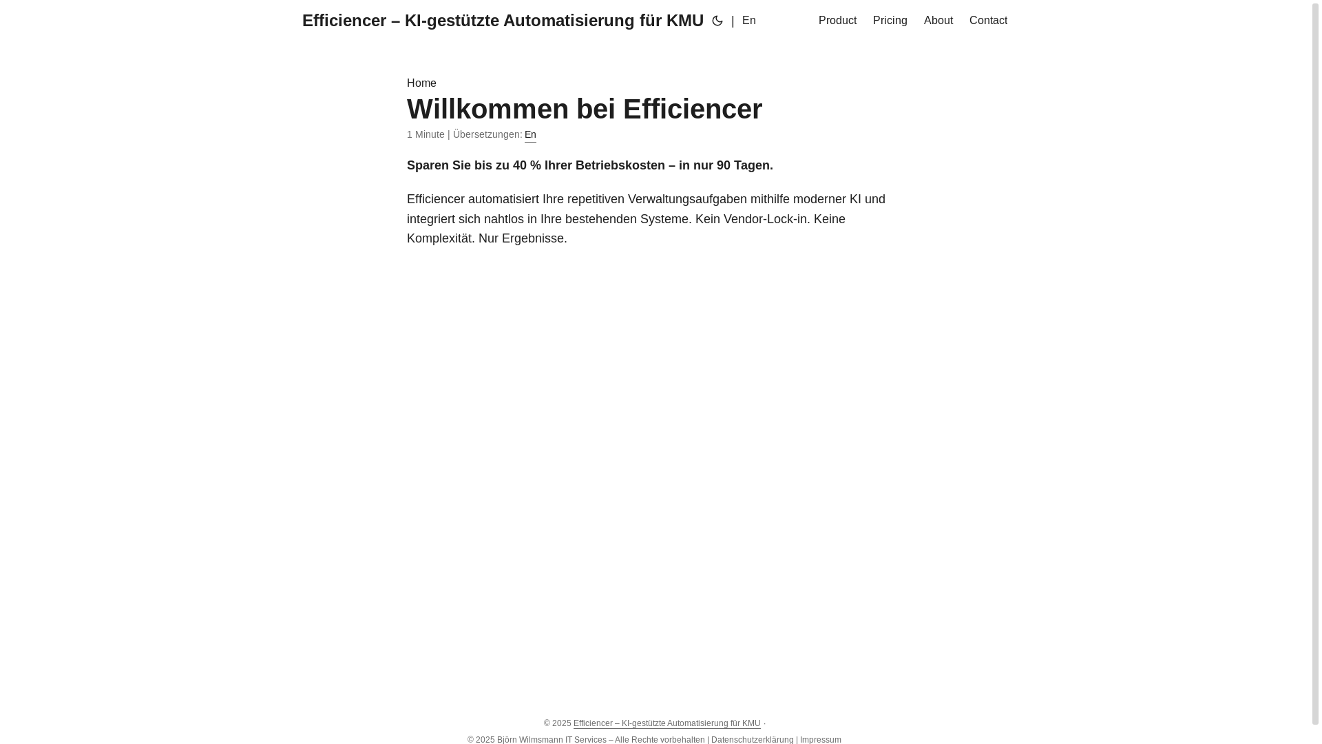 website screenshot of https://efficiencer.ai/