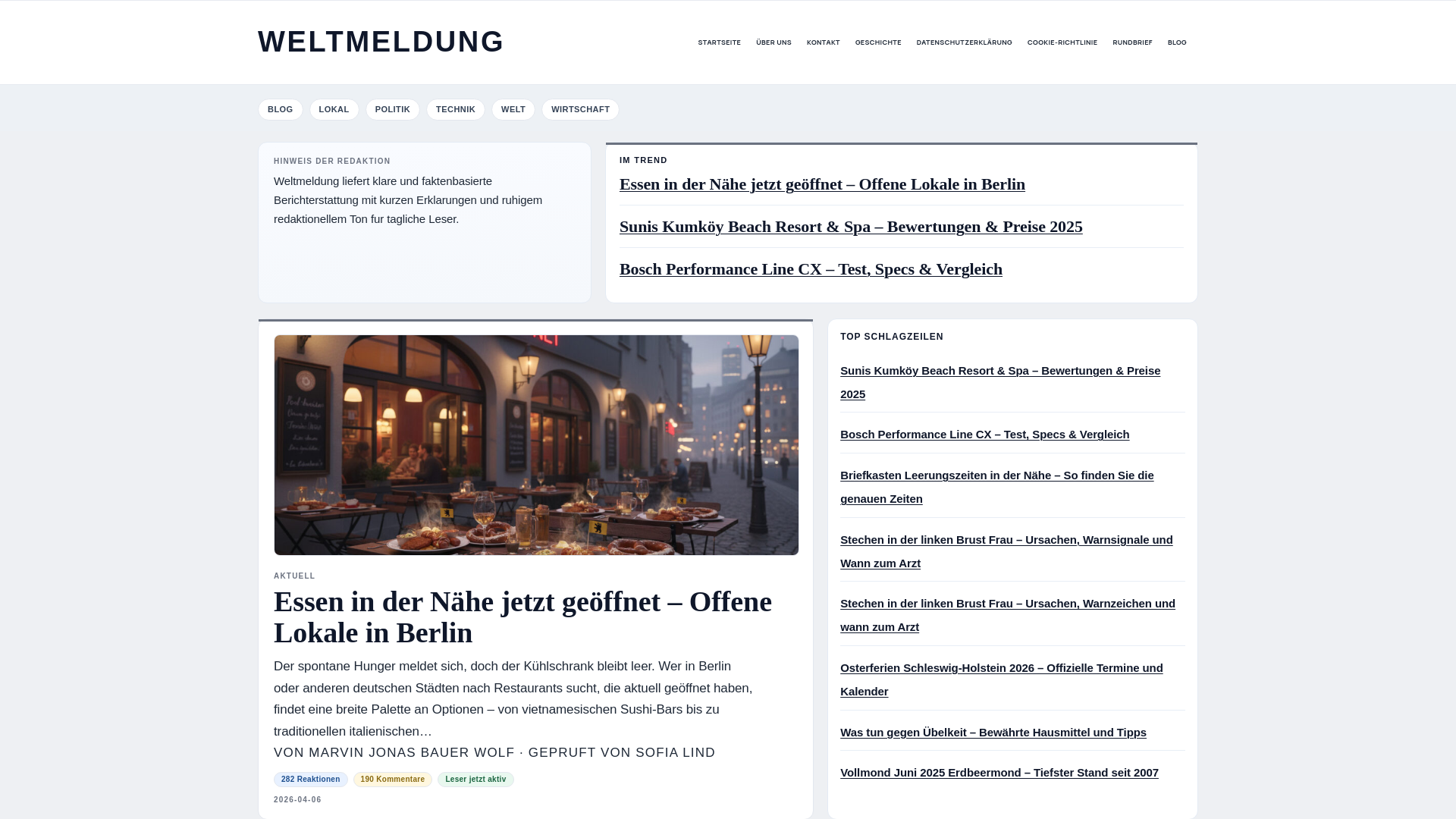 website screenshot of https://weltmeldung.de