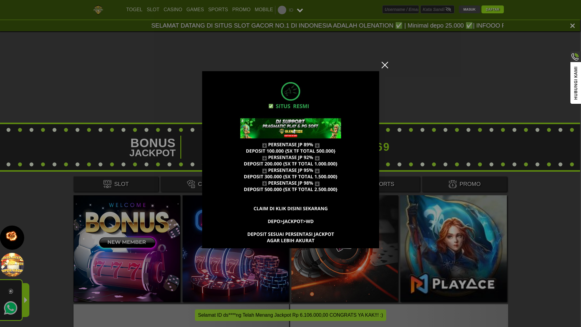 website screenshot of https://olenation888gcr.com/