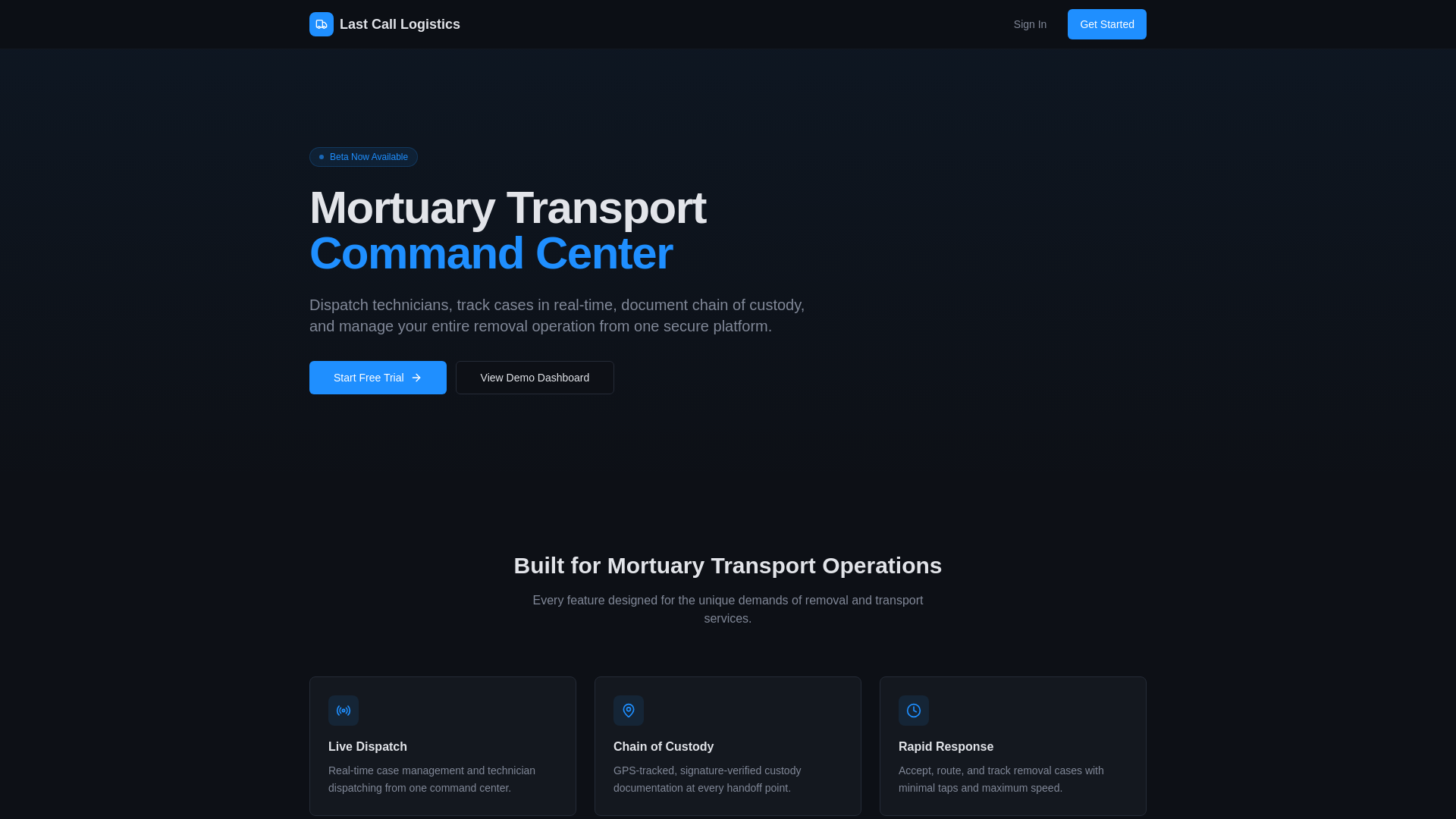 website screenshot of https://lastcalldispatch.com/