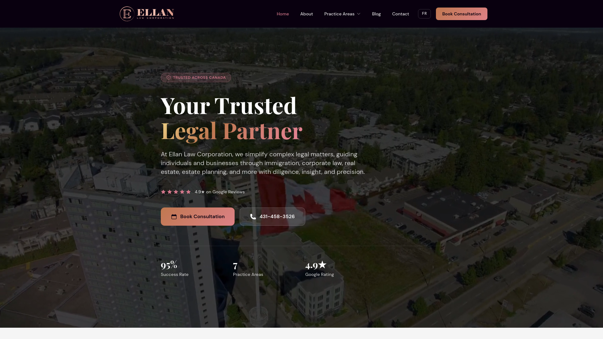 website screenshot of https://ellanlawcorp.com/